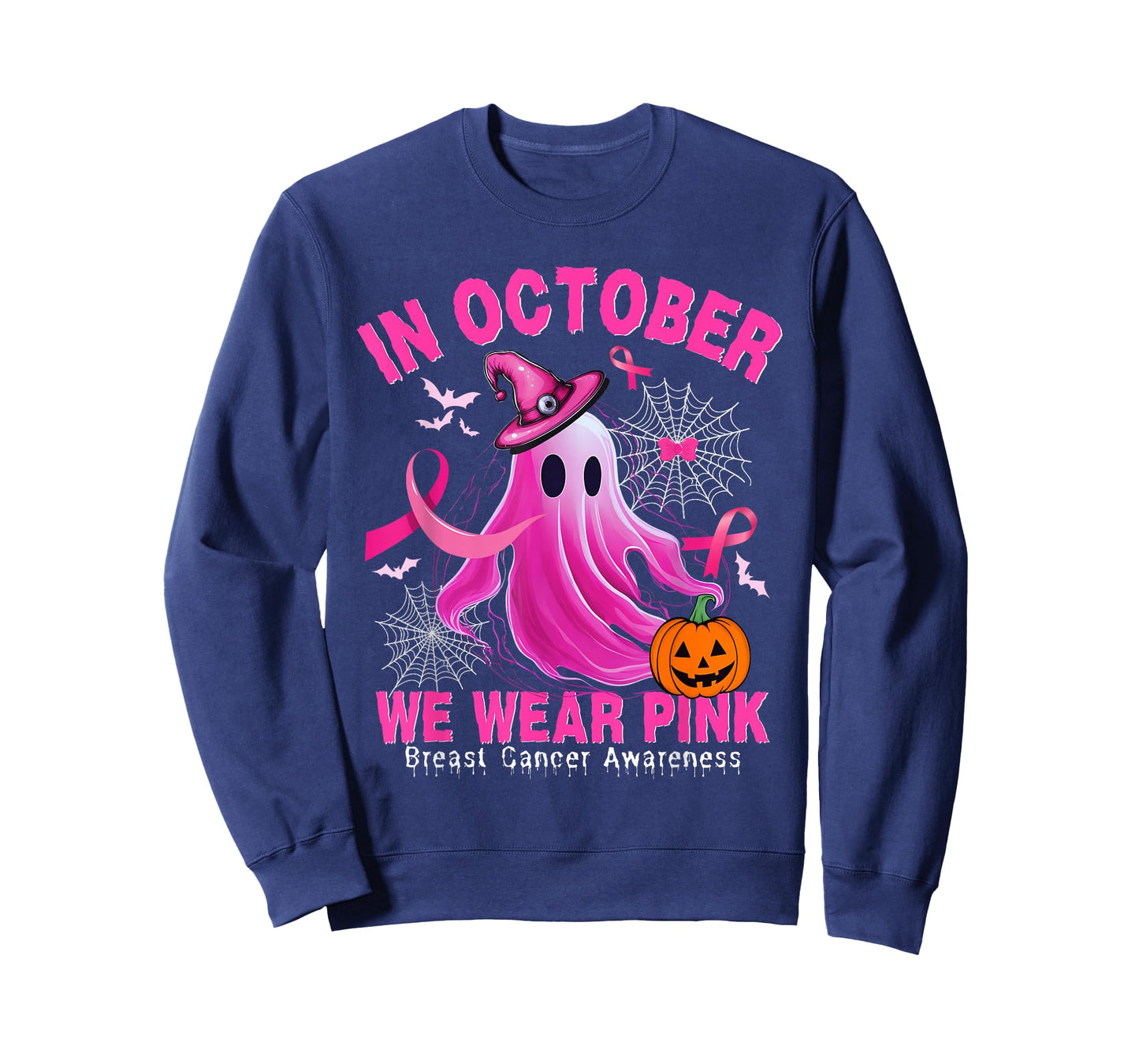 In October We Wear Pink Ghost Breast Cancer Shirts for Women T-Shirt