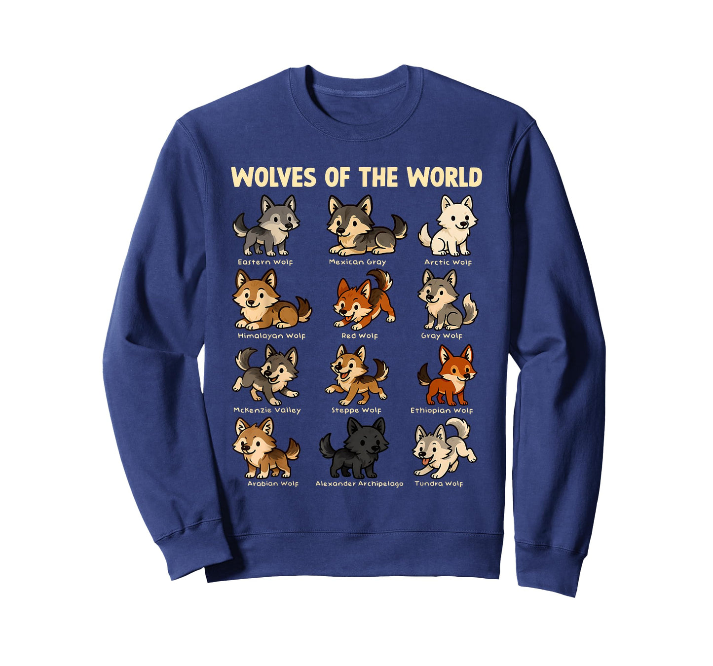 Wolves Animals of The World Cute Wolf Educational Collection T-Shirt