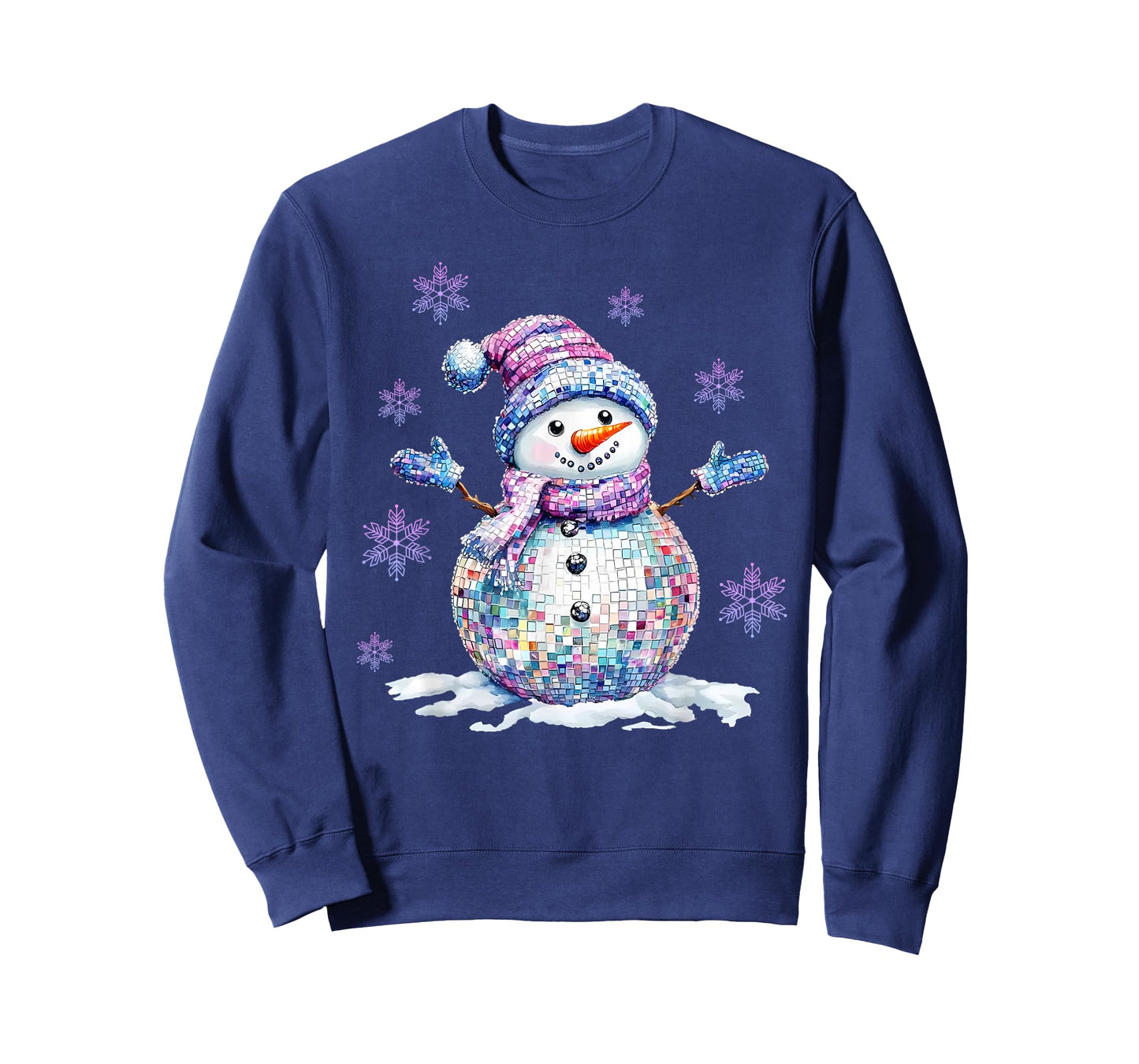Retro Colorful Disco Snowman Christmas Girly Xmas for Women T-Shirt