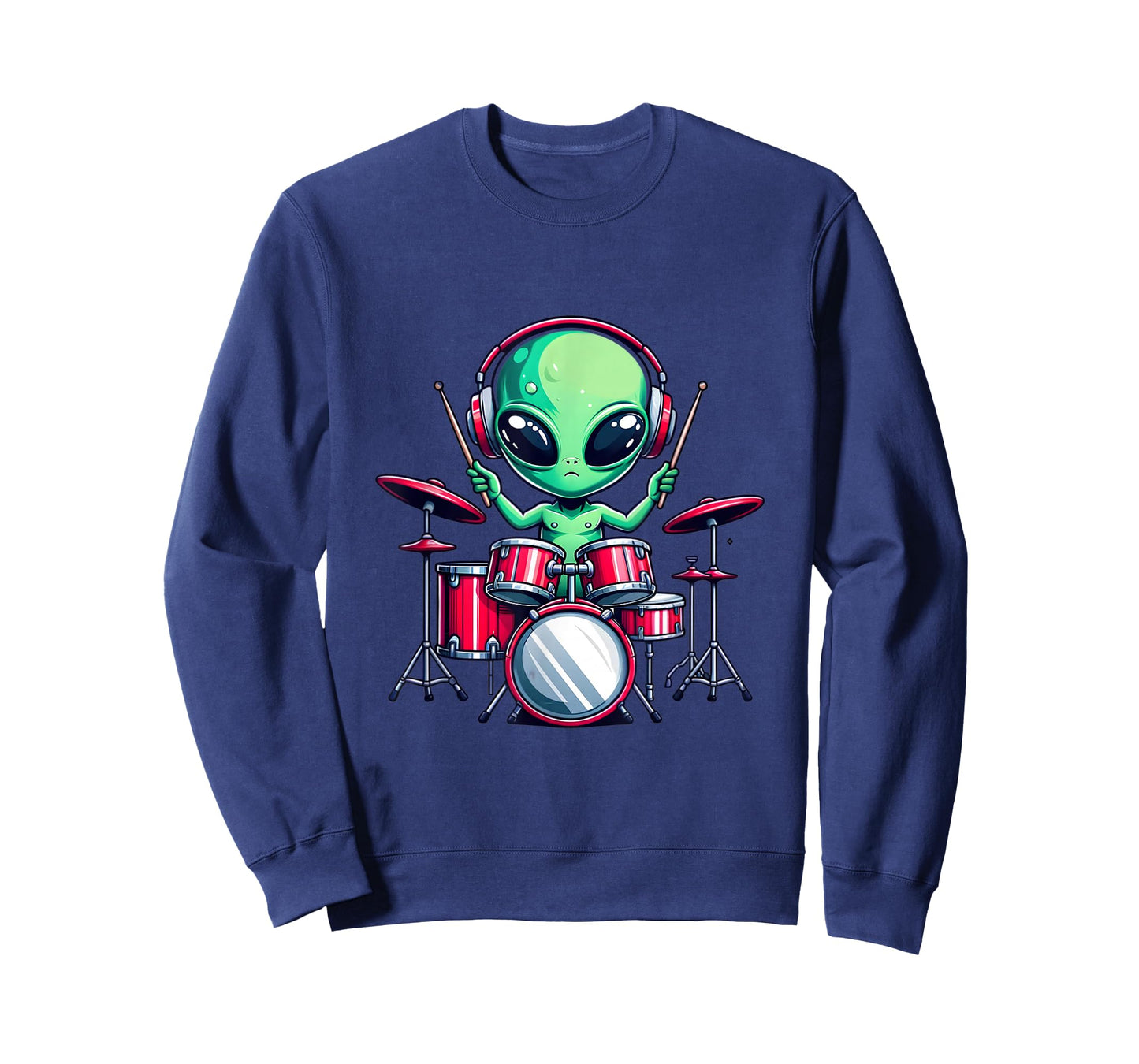 UFO Alien Playing Drum Set Percussionist Drummer Graphic Men T-Shirt