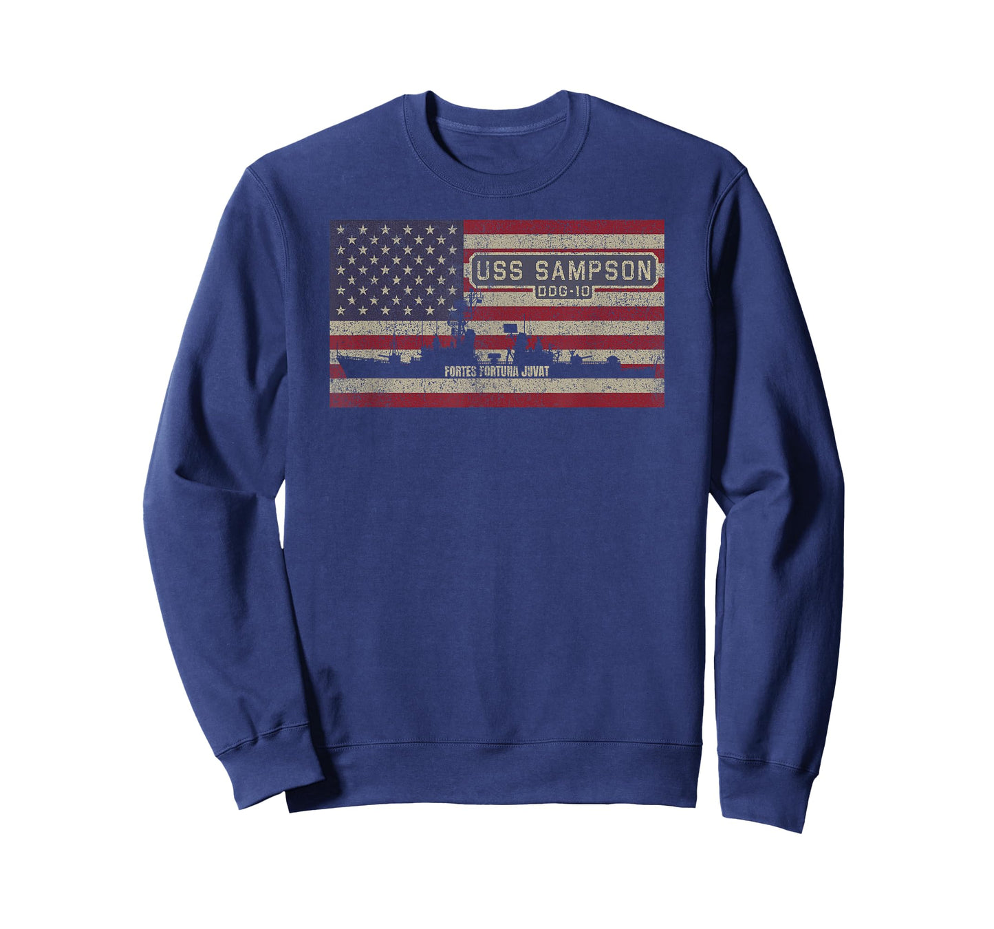 USS Sampson DDG-10 Destroyer Ship USA American Flag T-Shirt