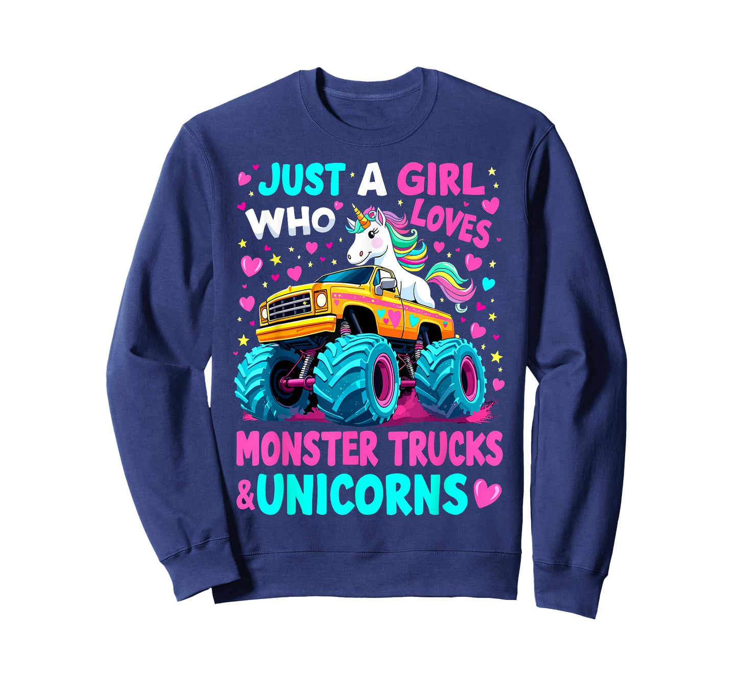 Just a Girl Who Loves Monster Trucks Unicorns T-Shirt