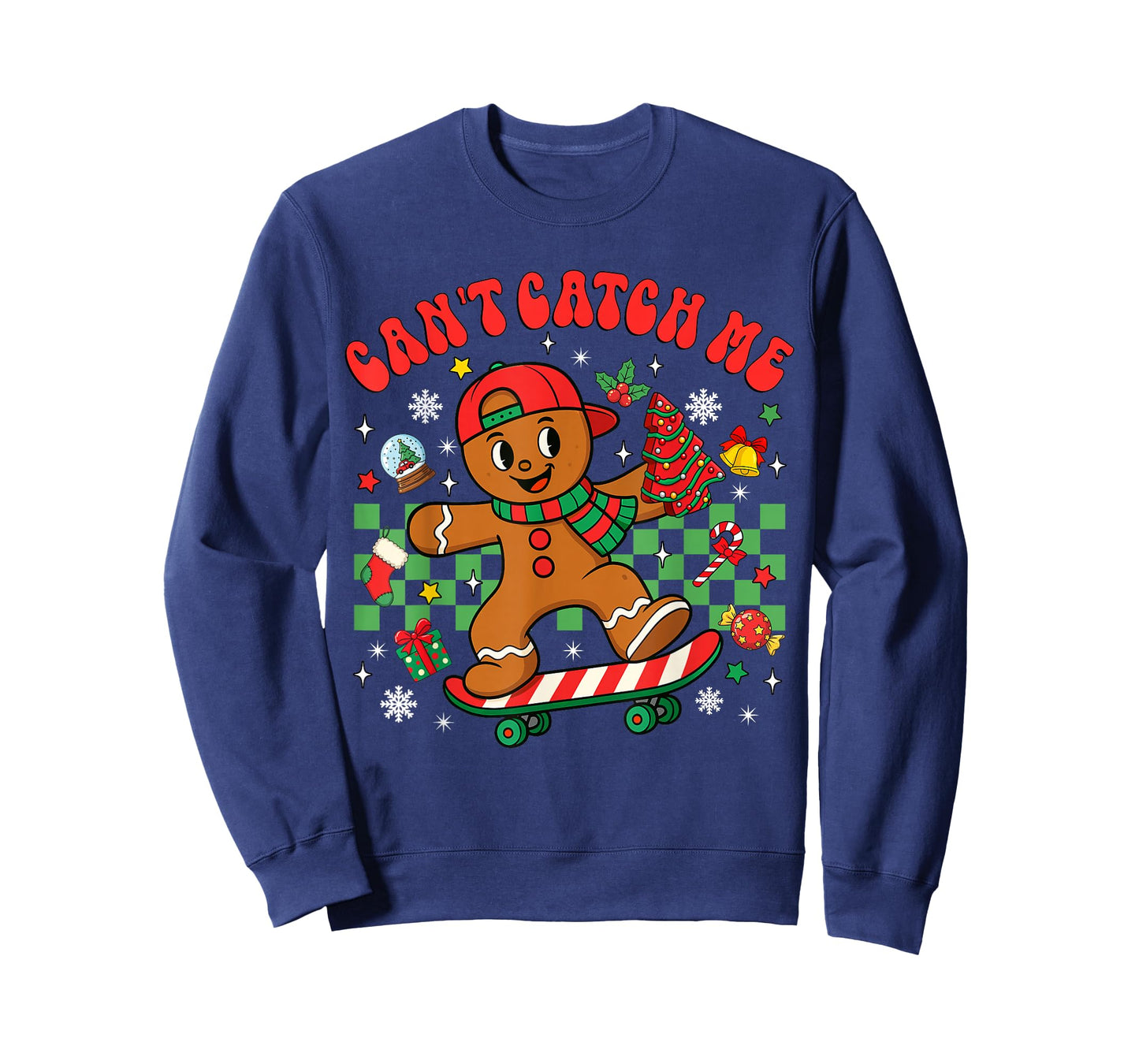 Can't Catch Me Christmas Gingerbread Man Xmas Cookie Boy Kid T-Shirt