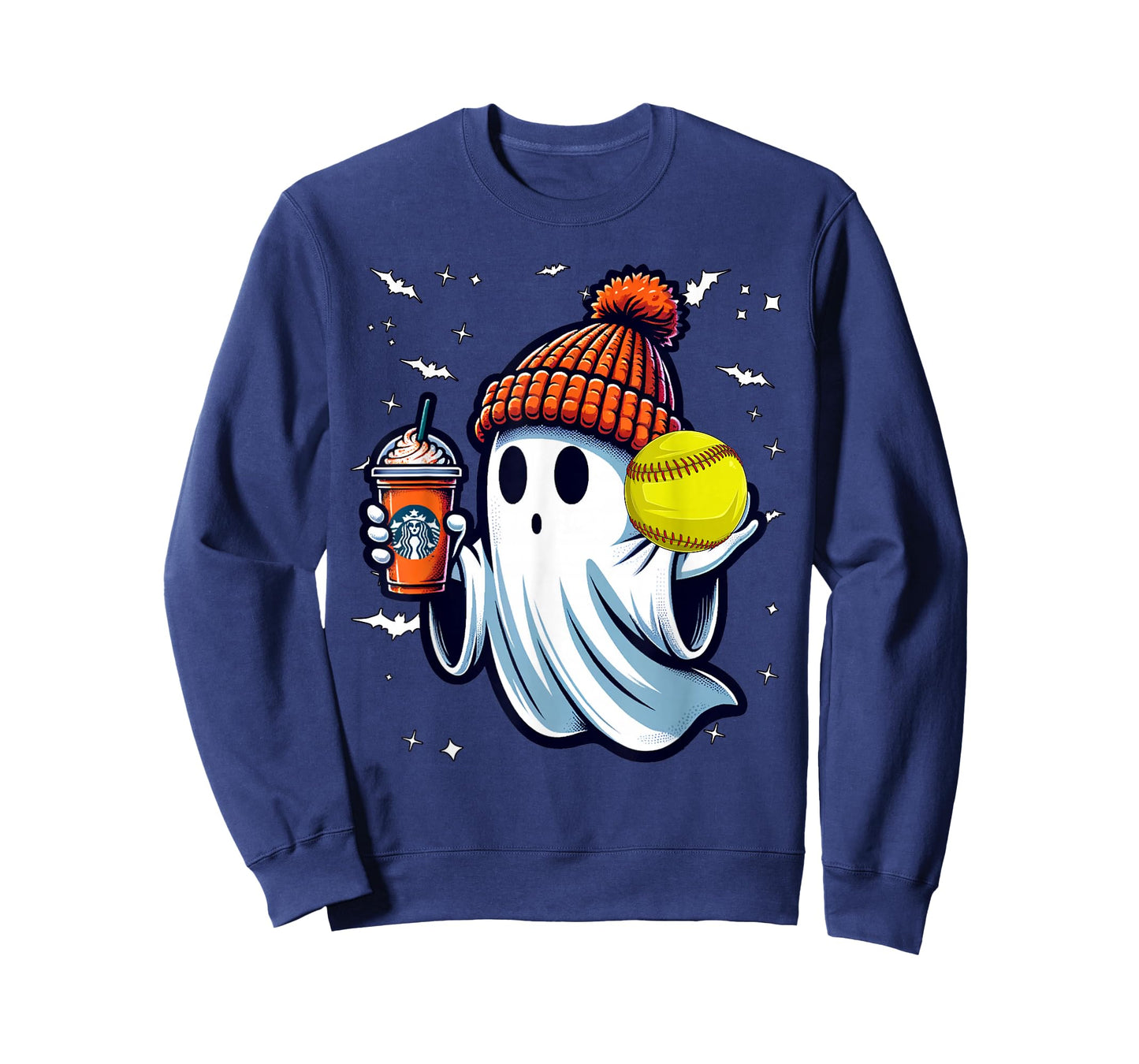 Ghost Pumpkin Drinks Beanie Fall Softball Lovers Halloween T-Shirt