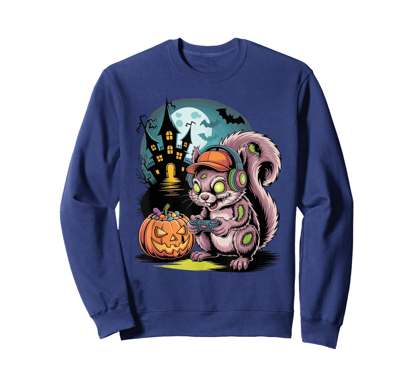Halloween Zombie Squirrel Gamer Haunted Castle Video Gaming T-Shirt