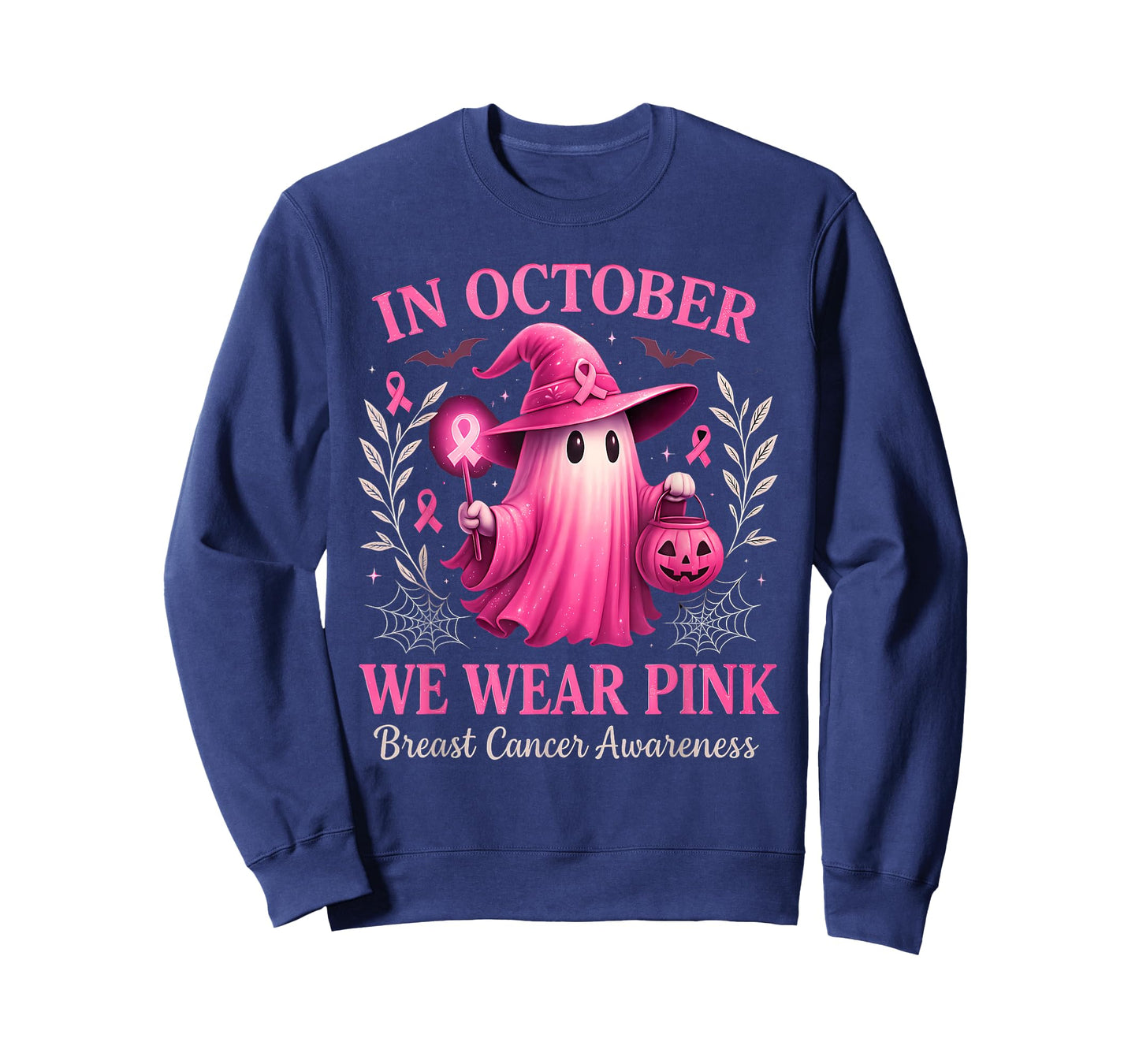 in October We Wear Pink Breast Cancer Awareness Halloween T-Shirt