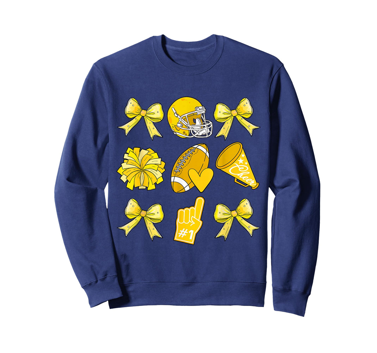 Cheer Football Coquette Bow Game Day Cheerleader Yellow T-Shirt