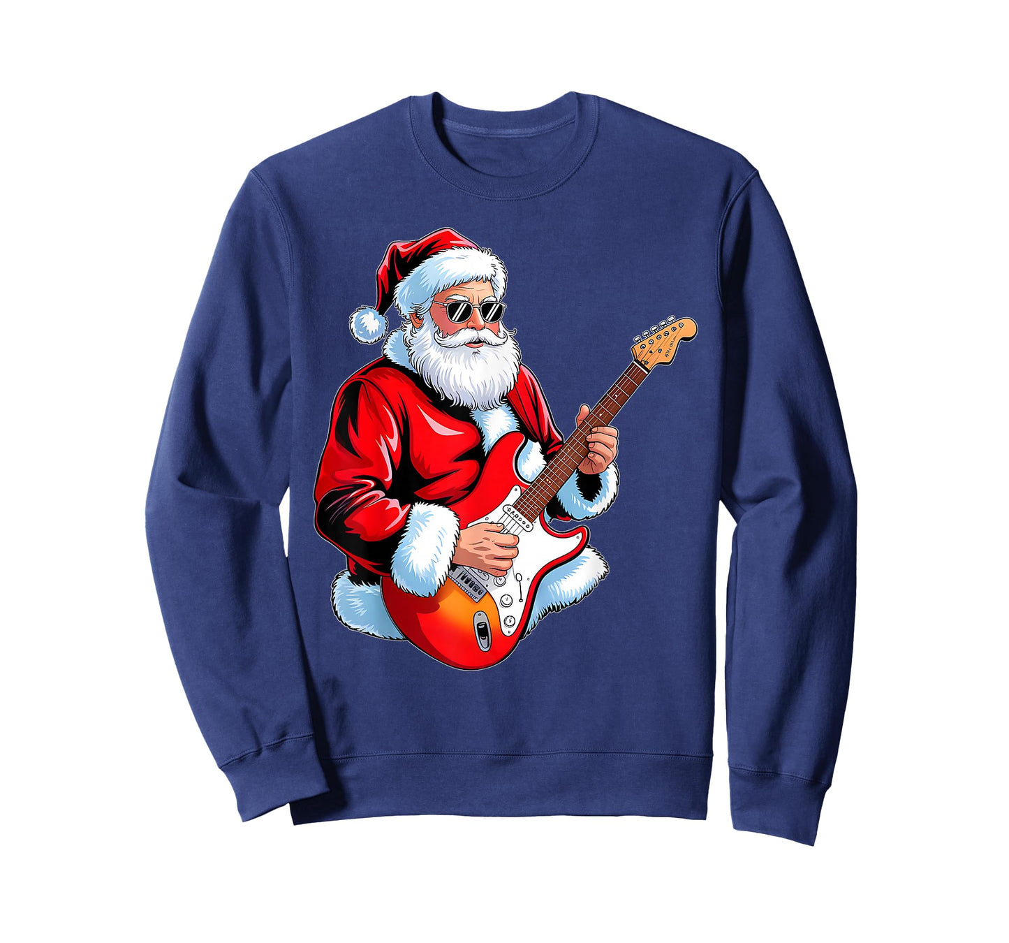 Rock Guitar Santa Christmas Music Men Boy Funny Xmas Pajamas T-Shirt