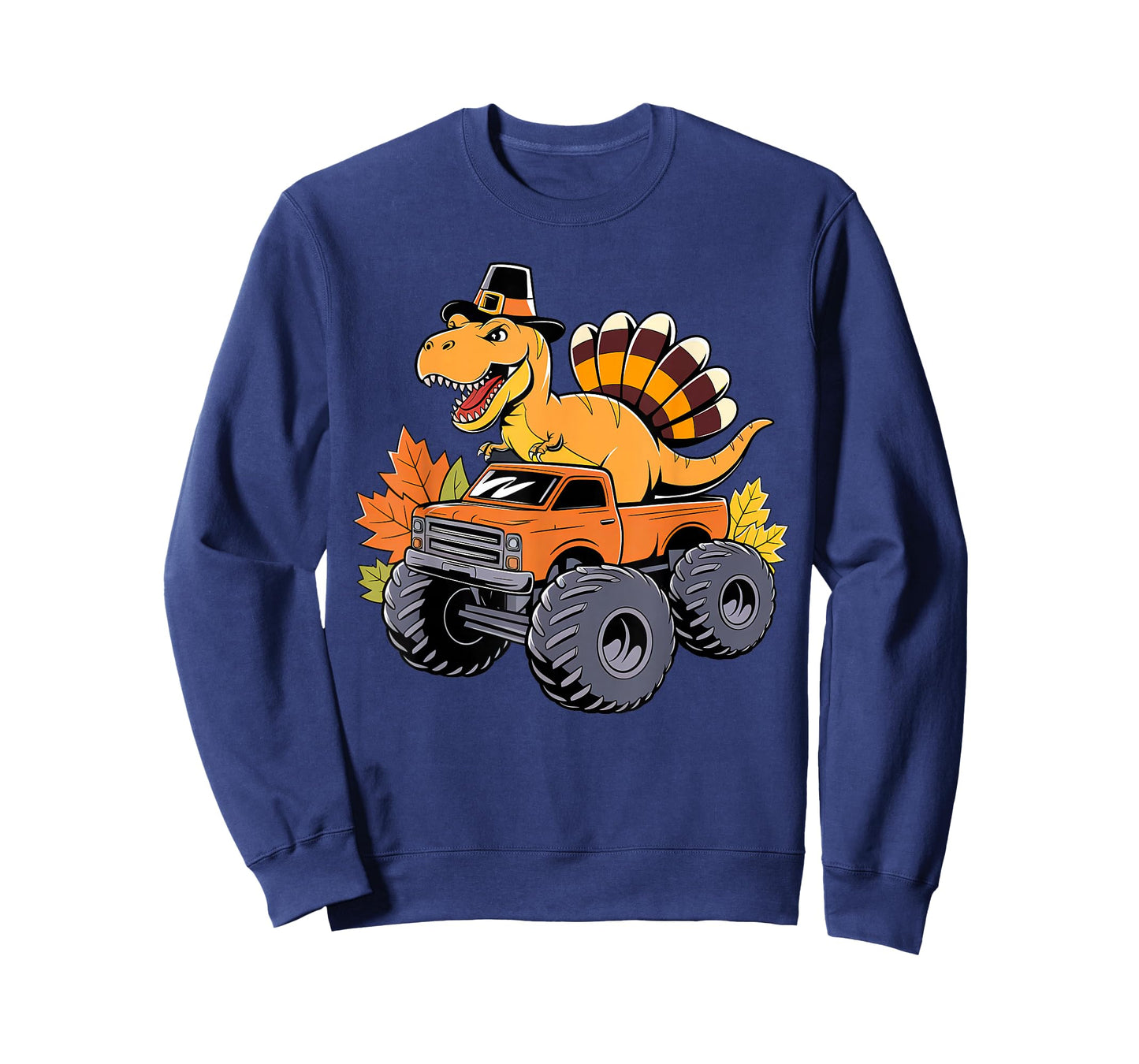 Dinosaur Thanksgiving Boys Kids Dino T Rex Monster Truck T-Shirt