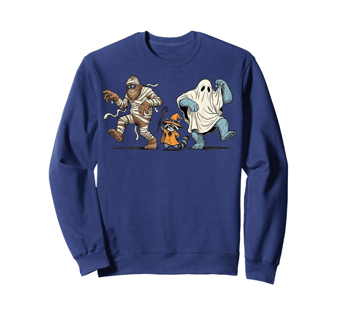 Halloween Bigfoot Mummy Yeti Ghost Raccoon Costume T-Shirt