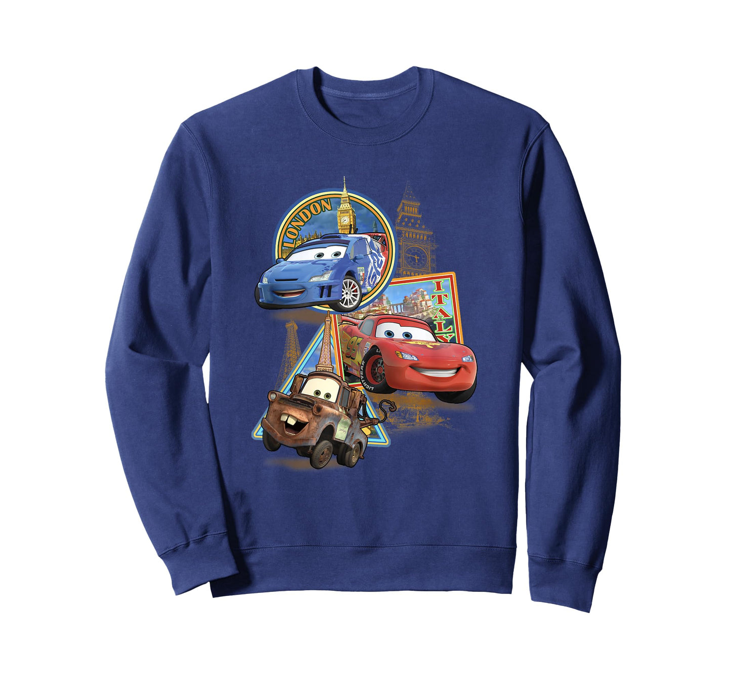 Disney Pixar Cars 2 London Italy Paris World Tour Postcards T-Shirt