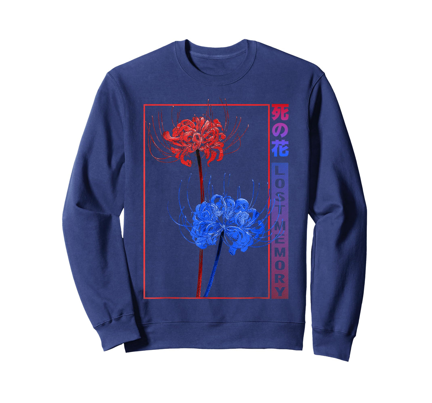 Japanese Red Blue Spider Lily Soft Grunge Aesthetic Flower T-Shirt