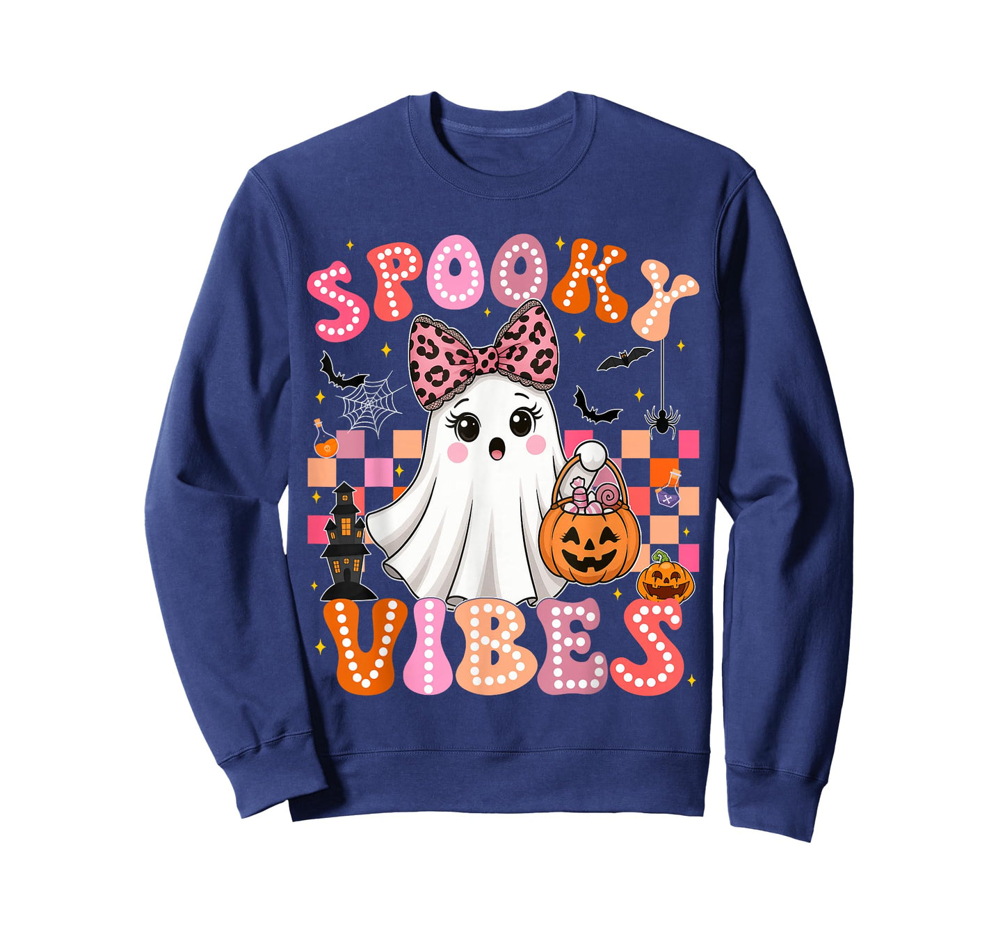 Groovy Spooky Vibes Cute Boo Ghost Halloween Costumes Girls T-Shirt