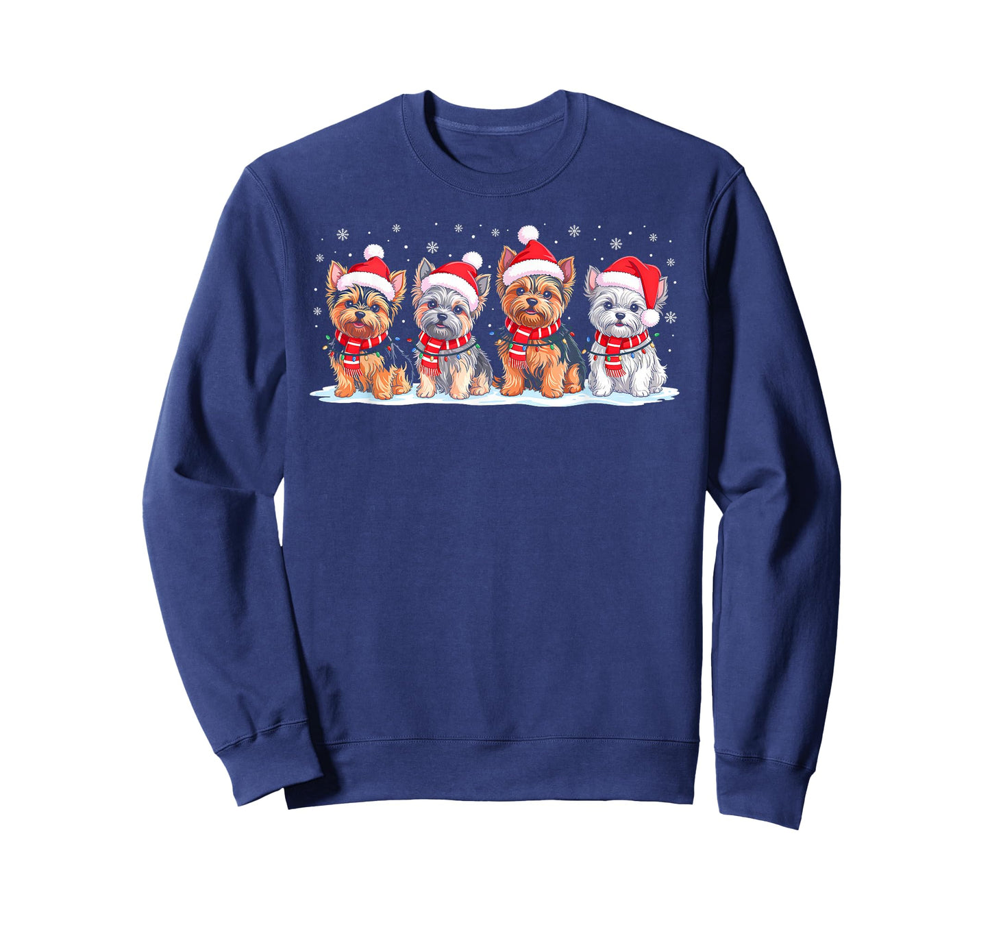 Shih Tzu Dog Christmas Pajamas Santa Hat Xmas Lights T-Shirt