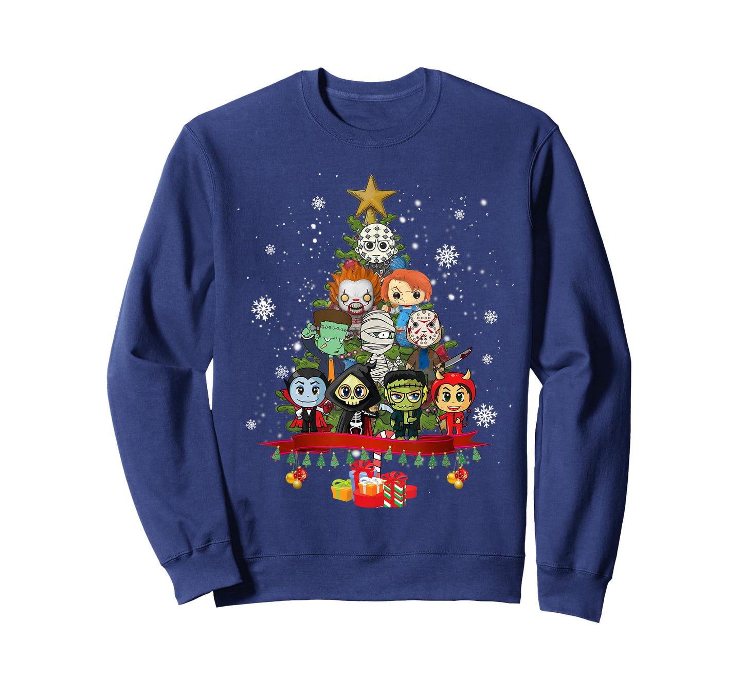 Horror Halloween Christmas Tree Xmas Decor Scary Characters T-Shirt
