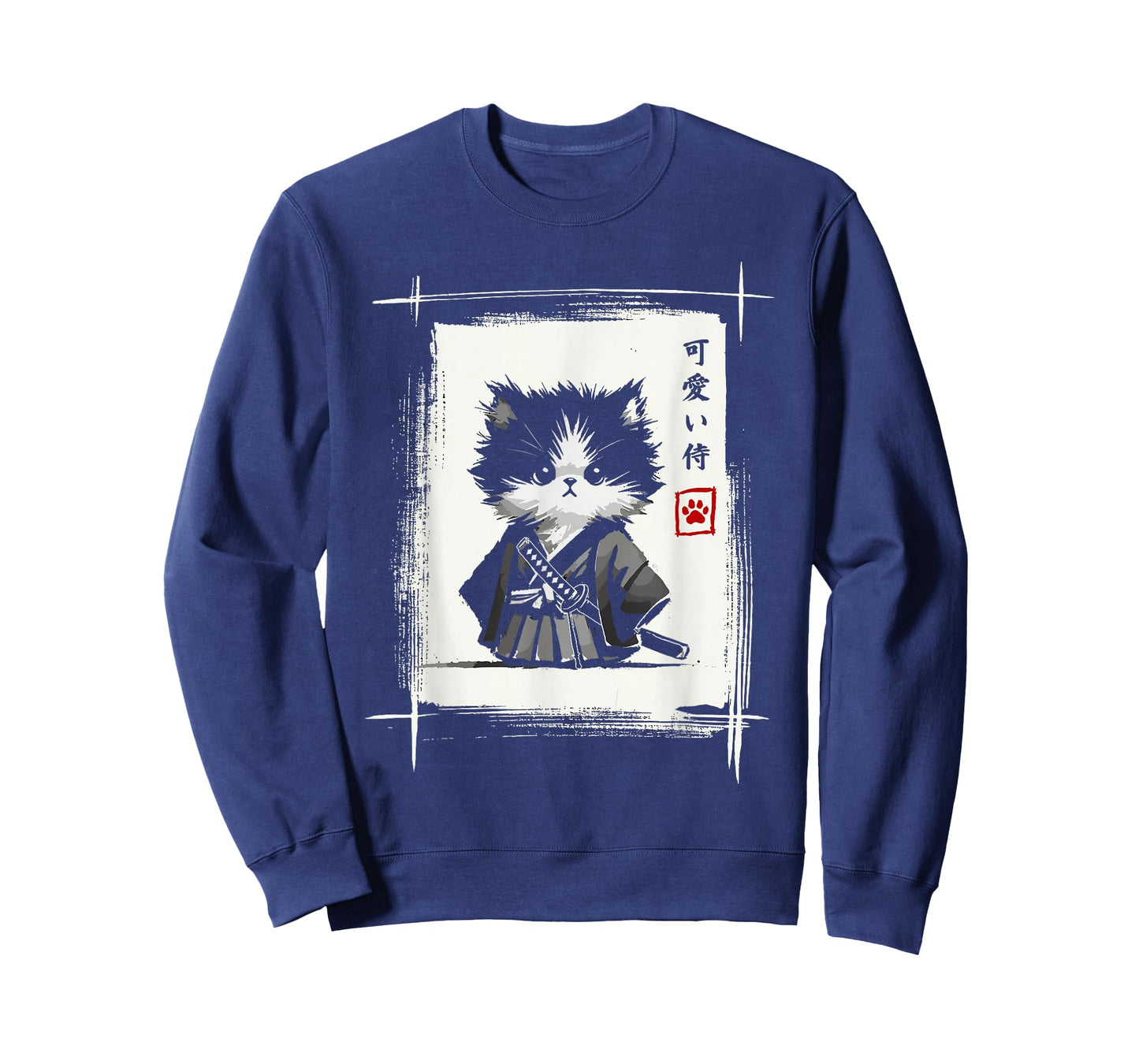 Samurai Cat Japanese Art Sumi-e Novelty Kawaii Funny Cat T-Shirt