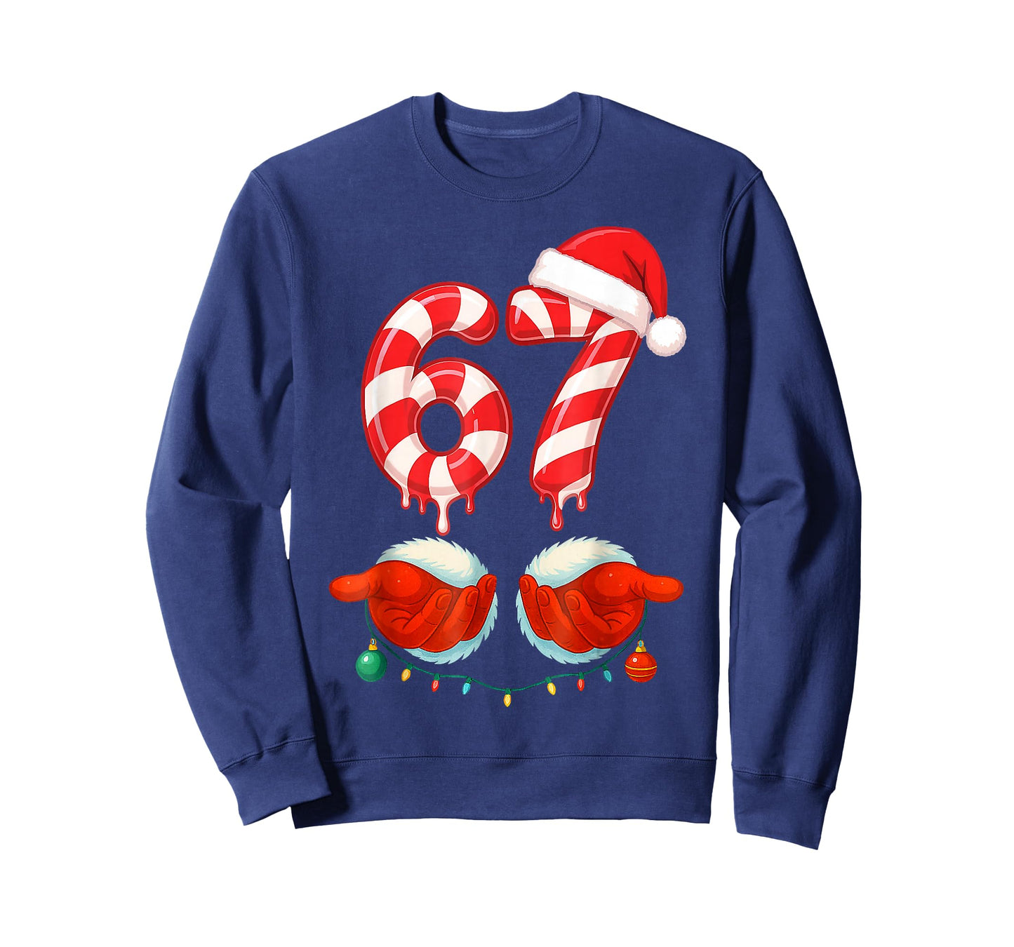 Funny Six Seven 67 Christmas Candy Cane T-Shirt