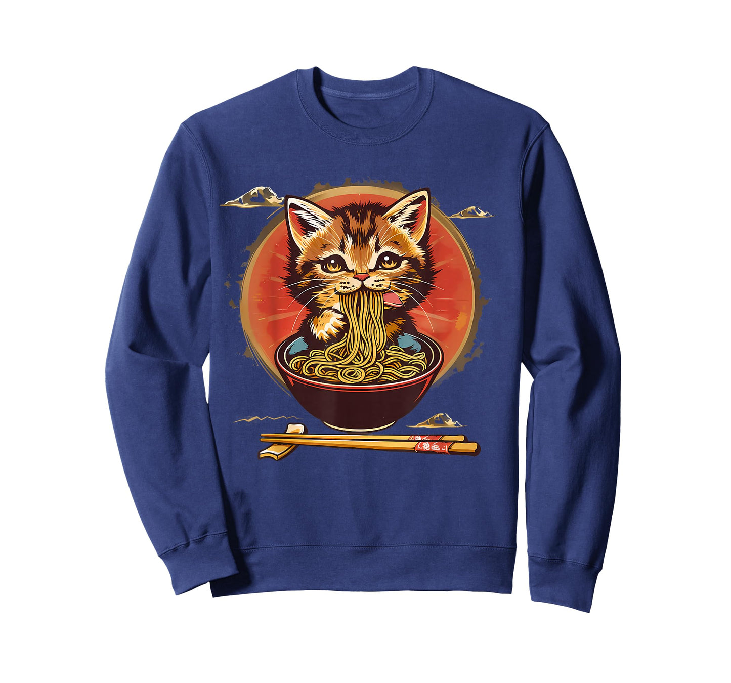 Cute Cat Eating Ramen Noodles Cat Noodle Art Ramen Noodles T-Shirt