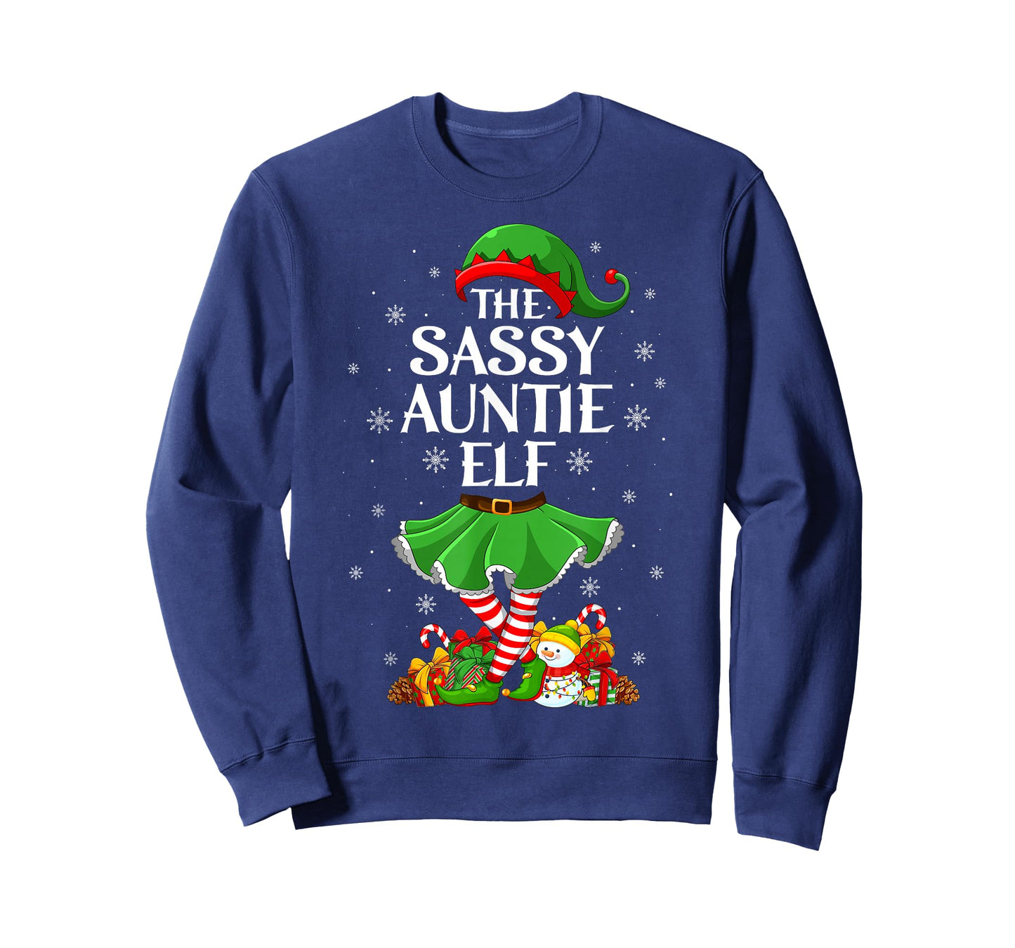 Sassy Auntie Elf Christmas Family Women Girls Elf Squad Xmas T-Shirt