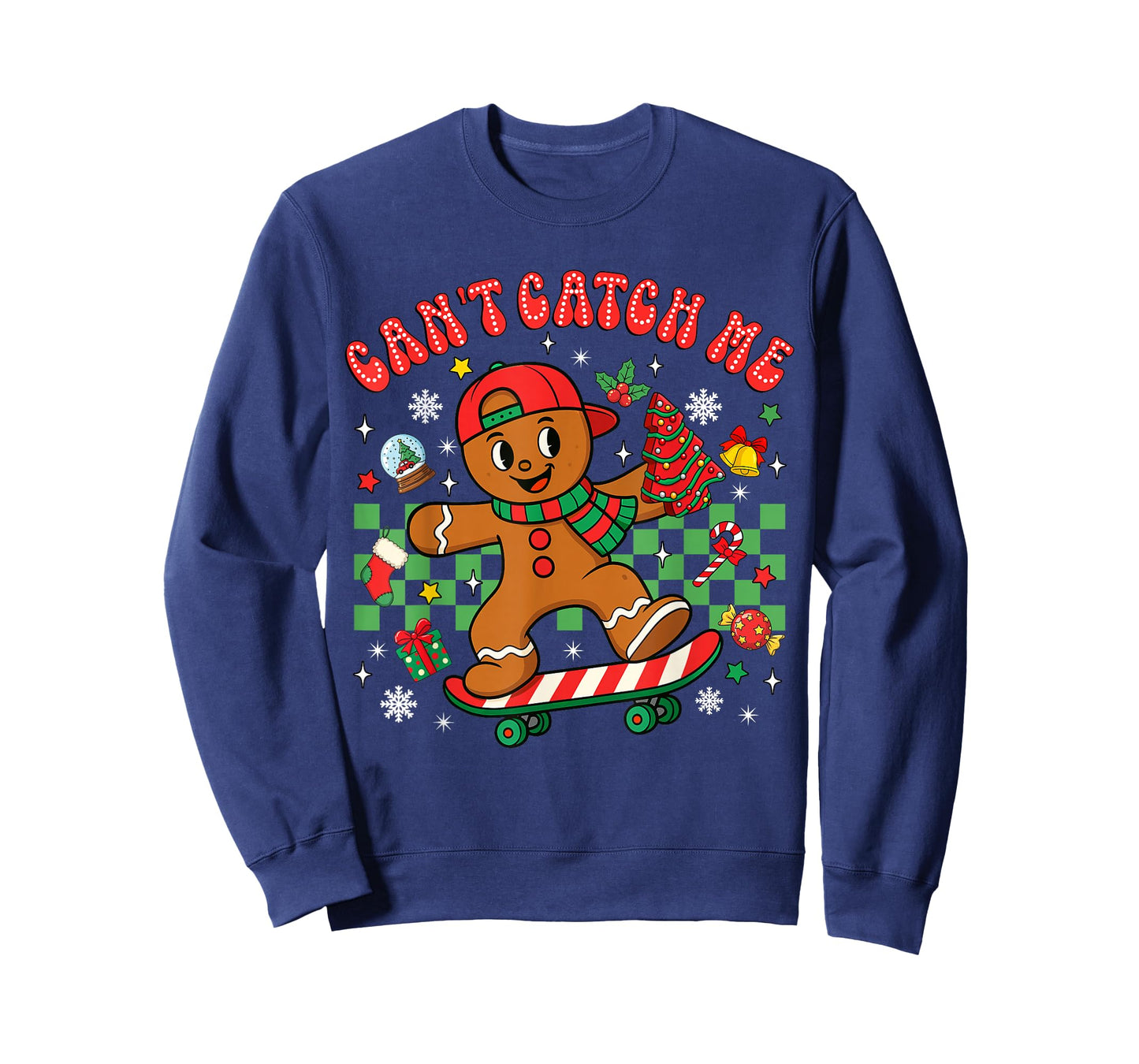 Can't Catch Me Christmas Gingerbread Man Xmas Cookie Boy Kid T-Shirt