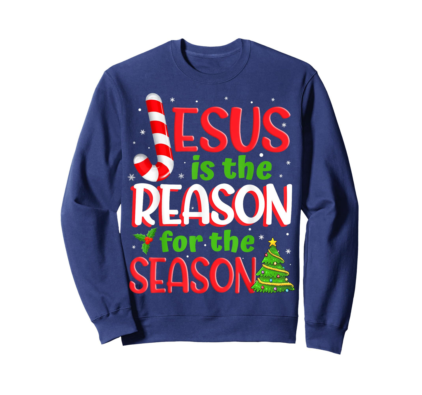 Jesus Is The Reason For The Season Christmas Xmas Candy Cane T-Shirt