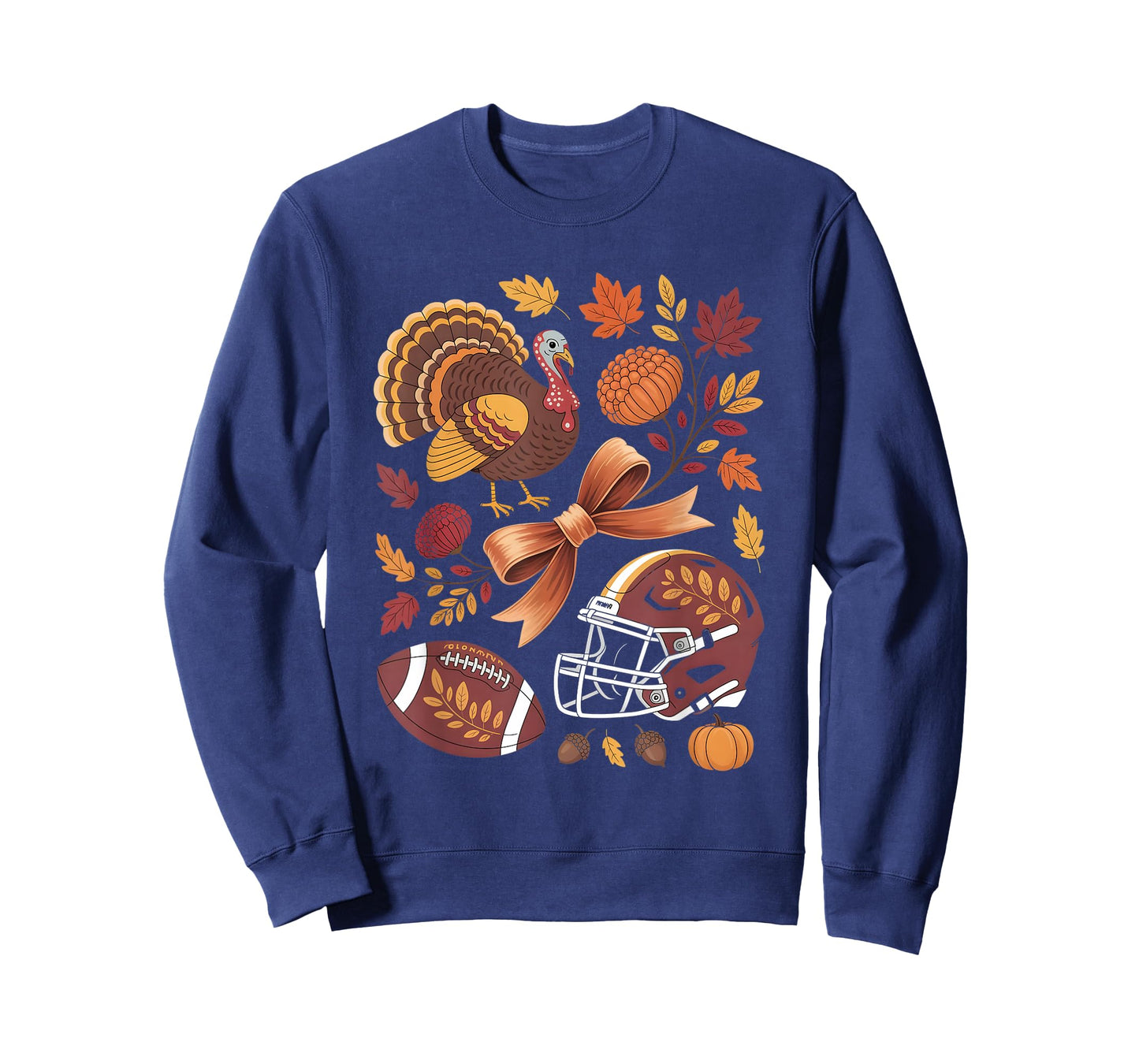 Retro Fall Flowers Thanksgiving Turkey Football Game Day T-Shirt