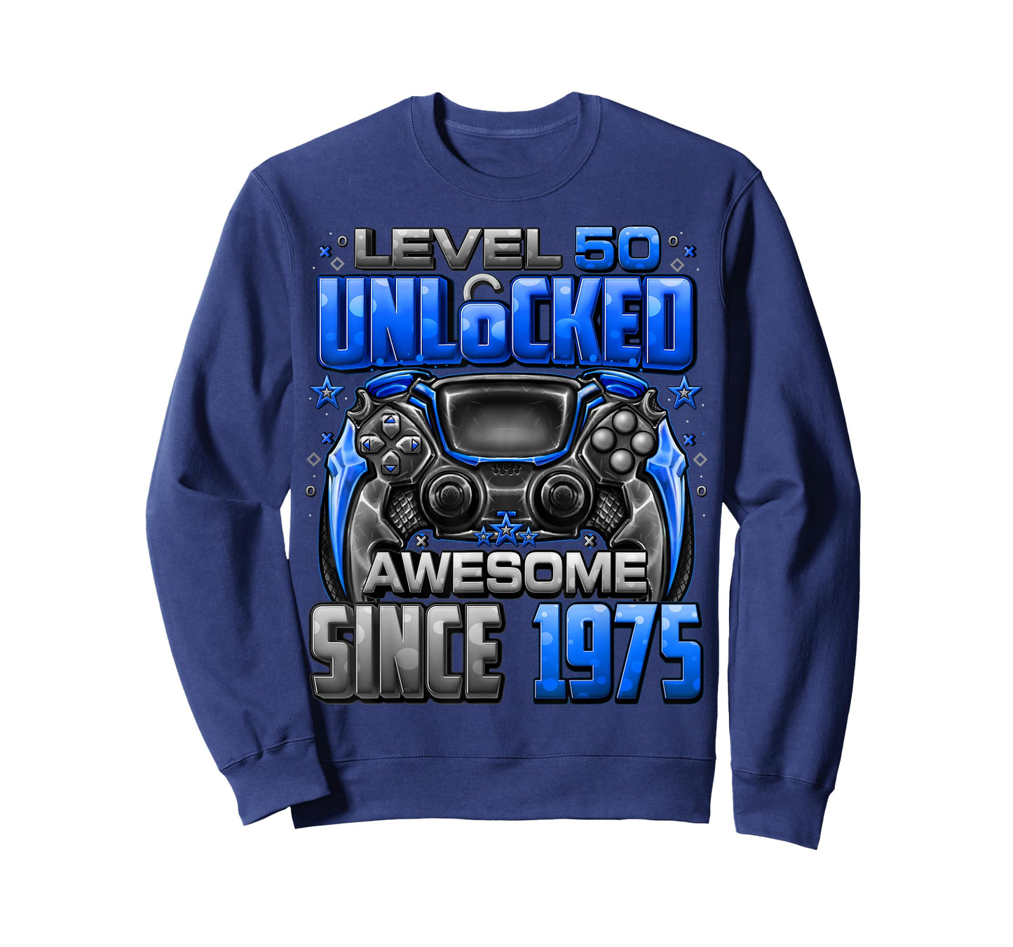 Level 50 Unlocked Awesome Since 1975 50th Birthday Gaming T-Shirt