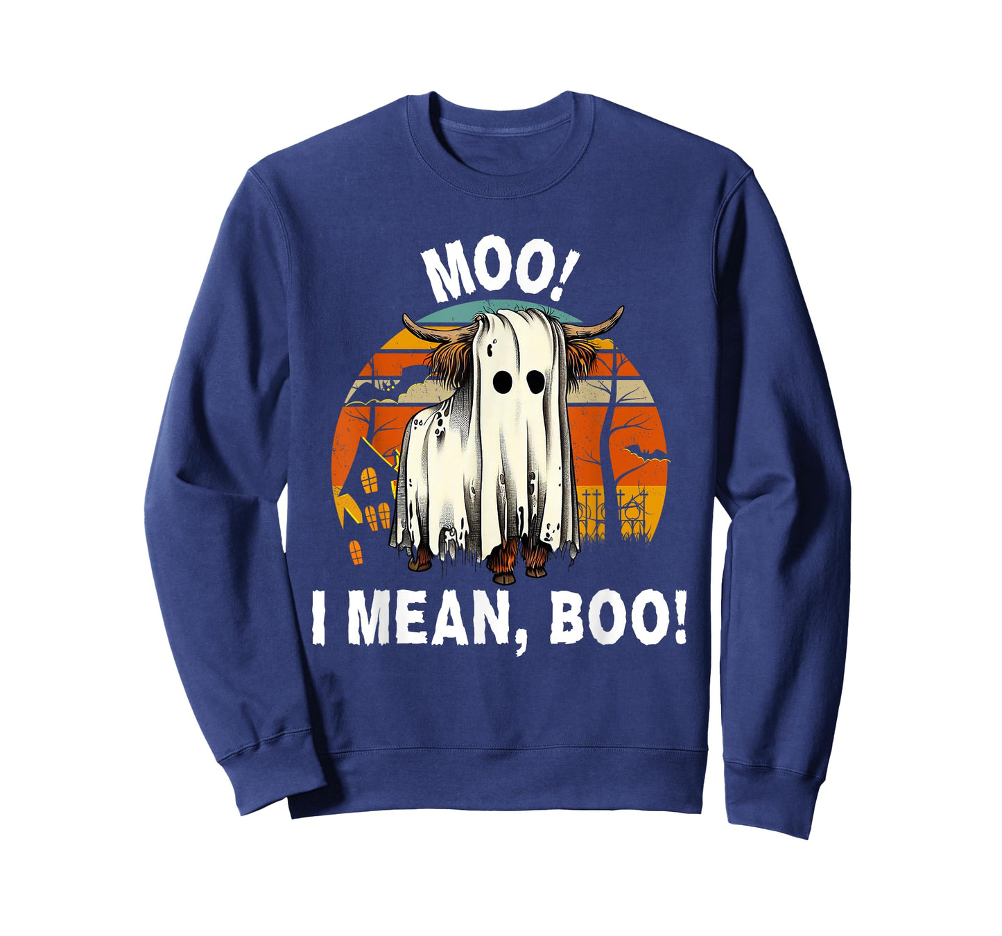 Funny Halloween Highland Cow, Cute Vintage Ghost Cow T-Shirt