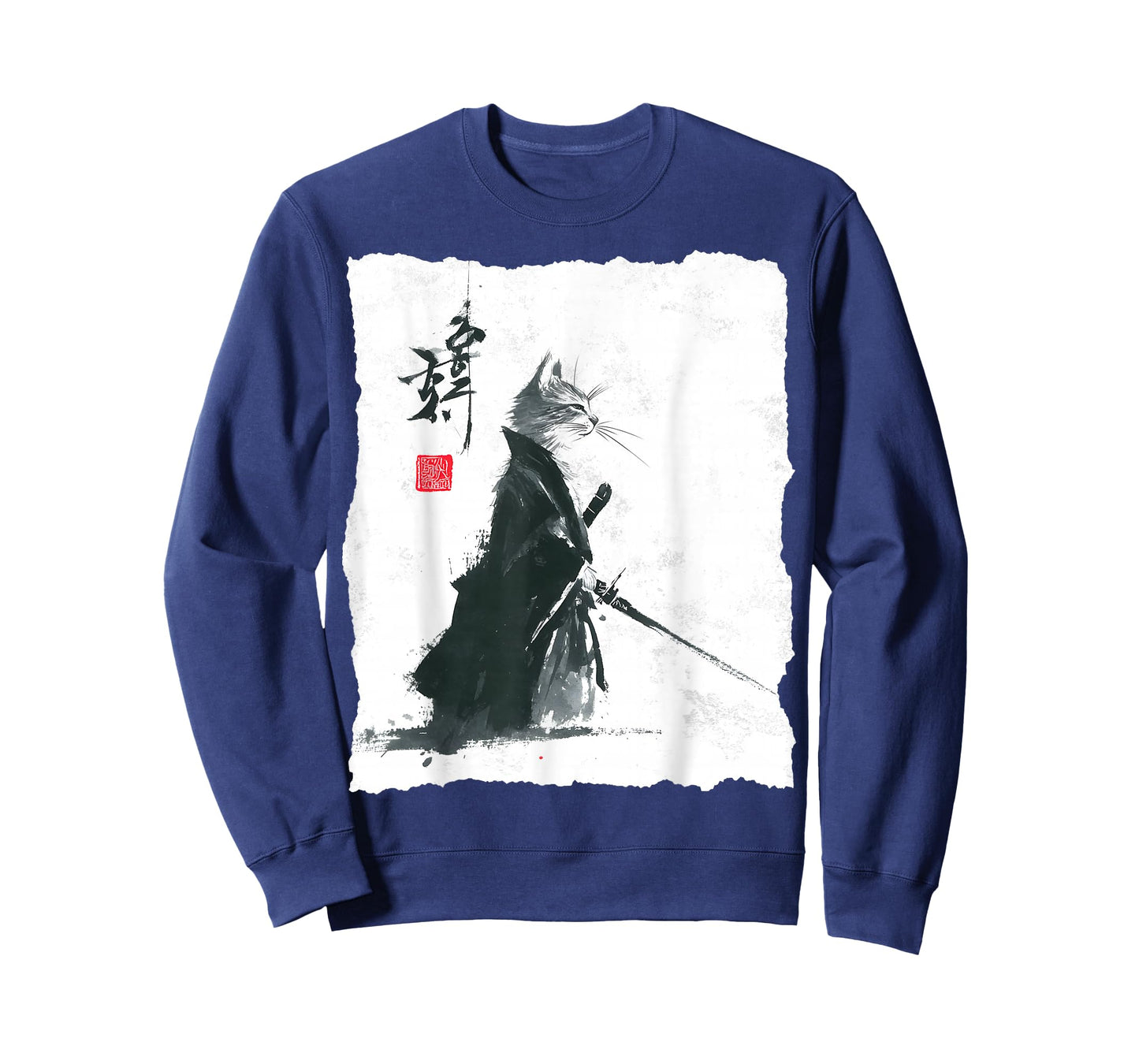 Samurai Cat Ink Art Japanese Style Ukiyo-e Warrior Katana T-Shirt