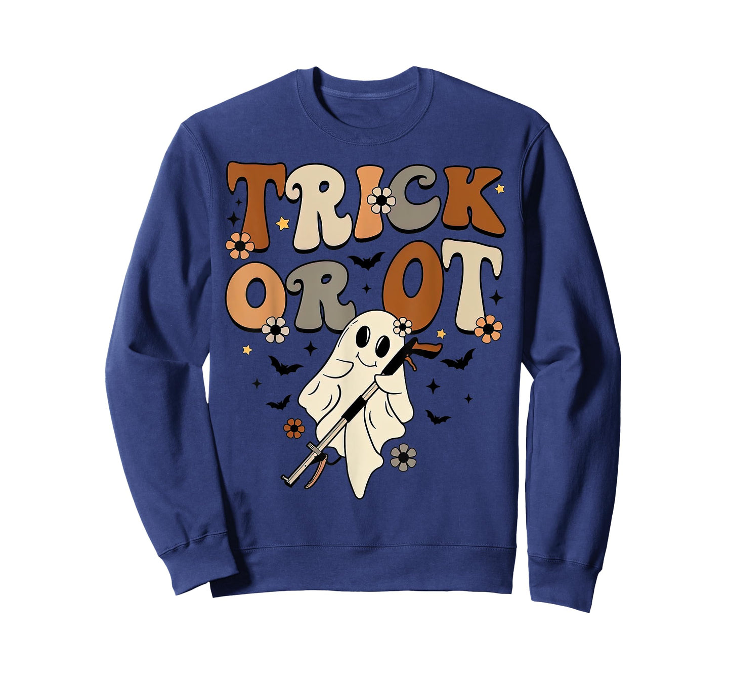 Retro Trick Or OT Cute Ghost Occupational Therapy Halloween T-Shirt