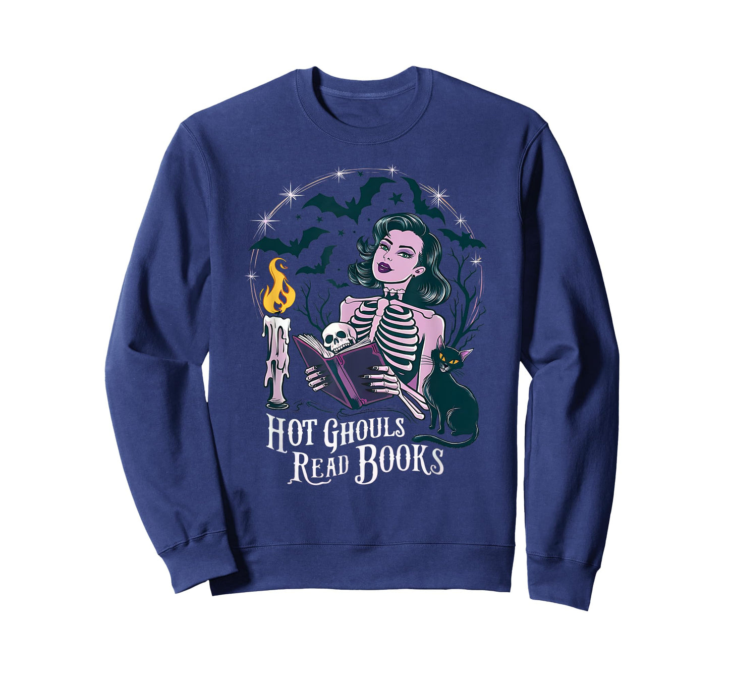 Hot Ghouls Read Book Club Spooky Cat Bat Bookish Halloween T-Shirt