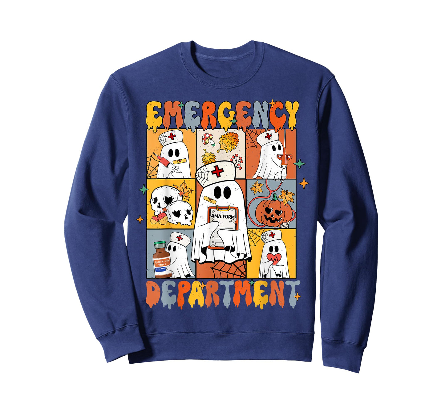 Emergency Department Halloween Cute Pumpkin Ghost ER Nurse T-Shirt