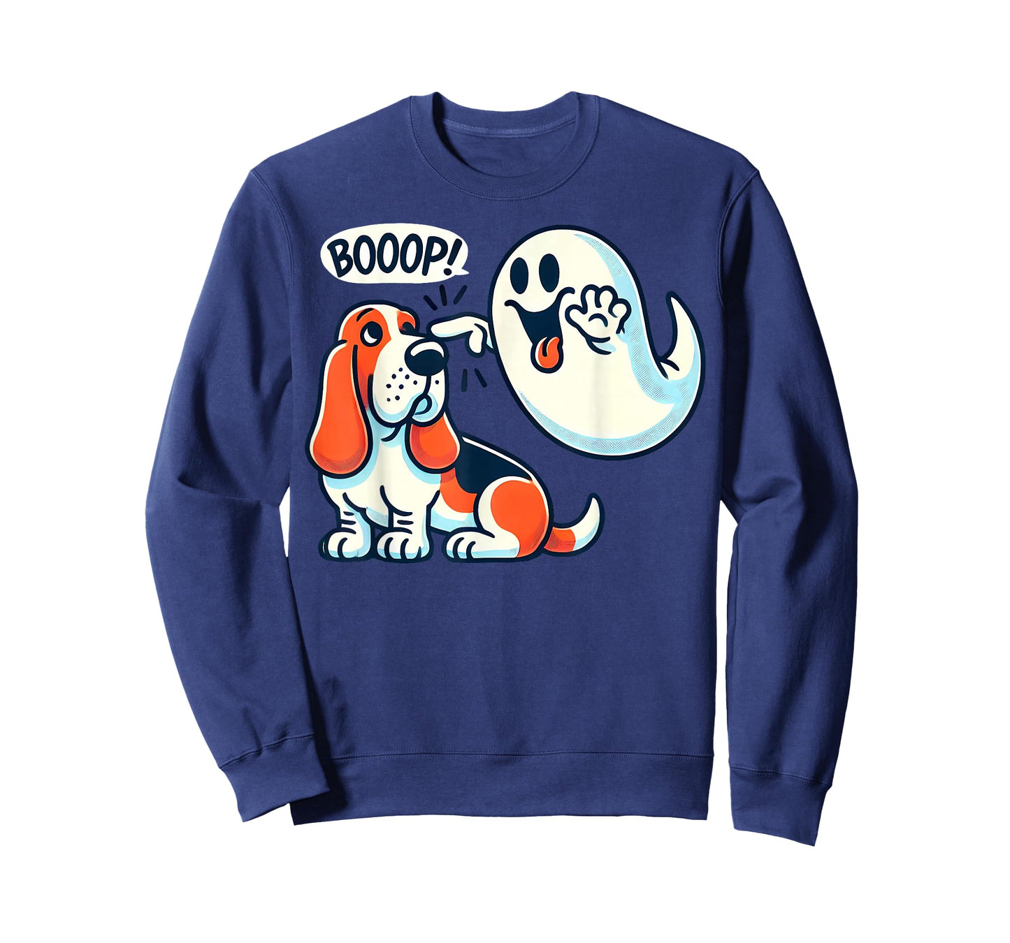 Funny Halloween Ghost Basset Hound Boop Easy Lazy Costume T-Shirt