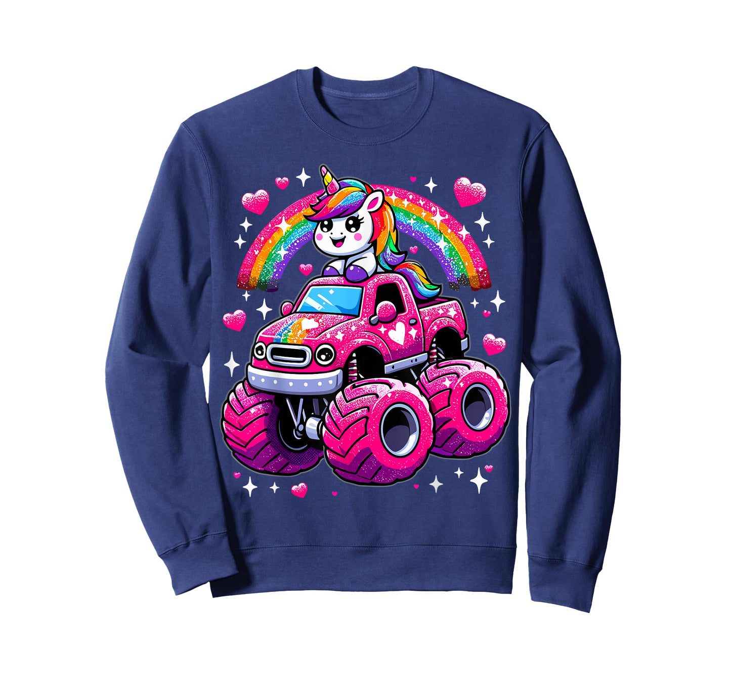 Funny Cute Unicorn Riding Monster Truck T-Shirt