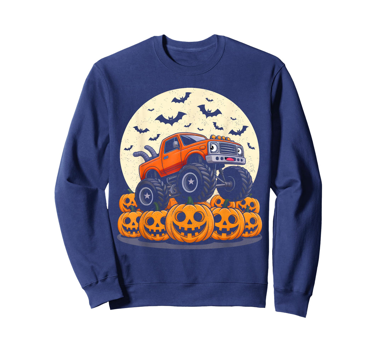 Monster Truck Jack O Lantern Pumpkin Halloween For Boys Kids T-Shirt