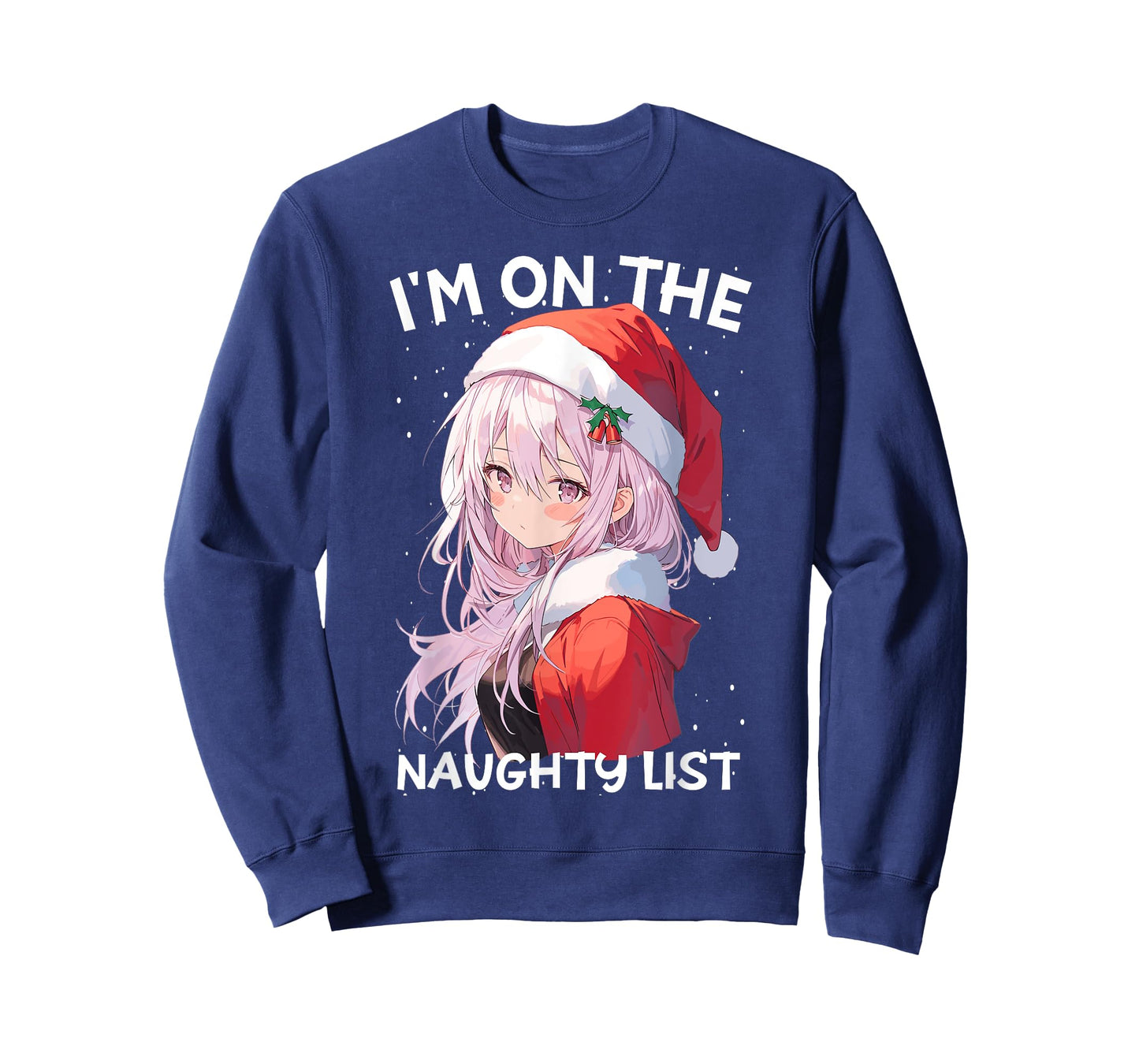 Christmas Naughty List Cute Anime Girl Santa Hat Anime Otaku T-Shirt