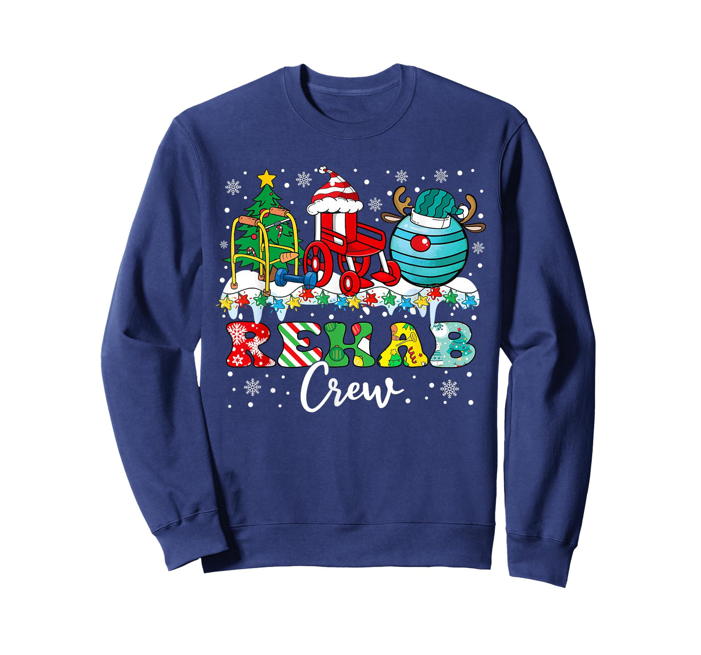 Rehab Crew Wheelchair Santa Reindeer Rehab Nurse Christmas T-Shirt