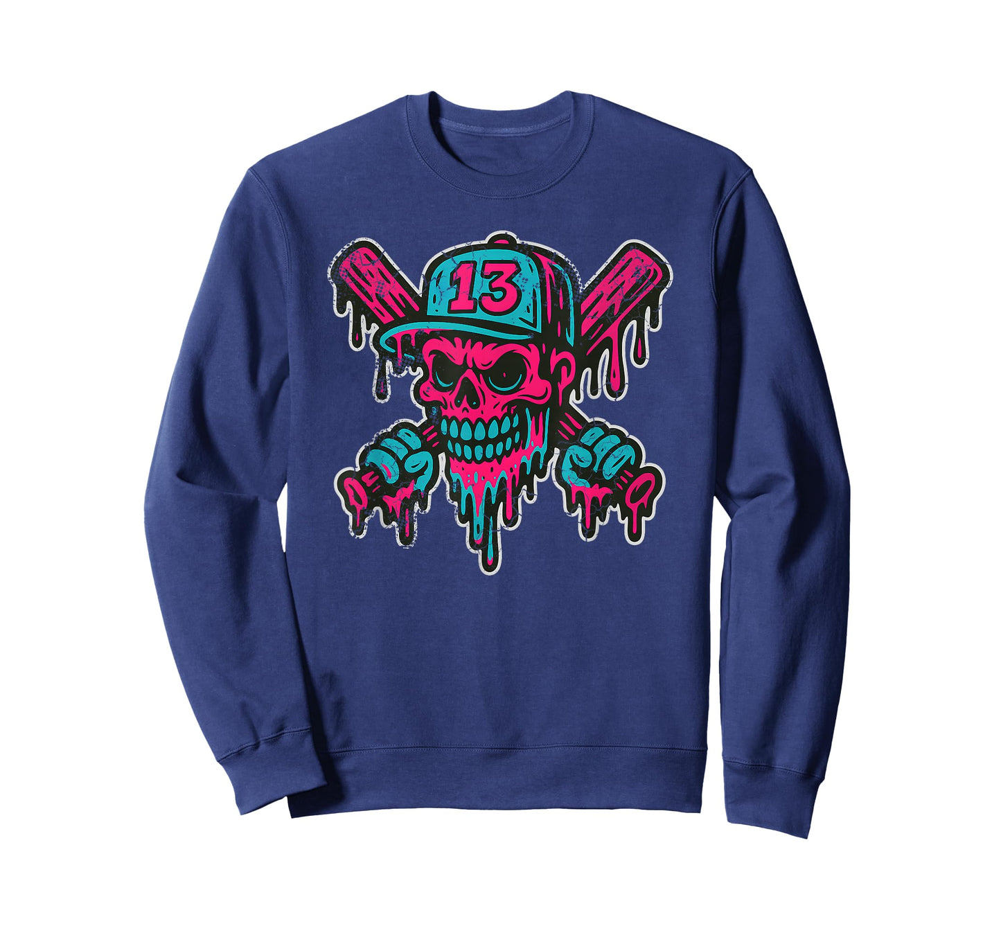 Baseball Skull Drip Softball Team Player Design T-Shirt