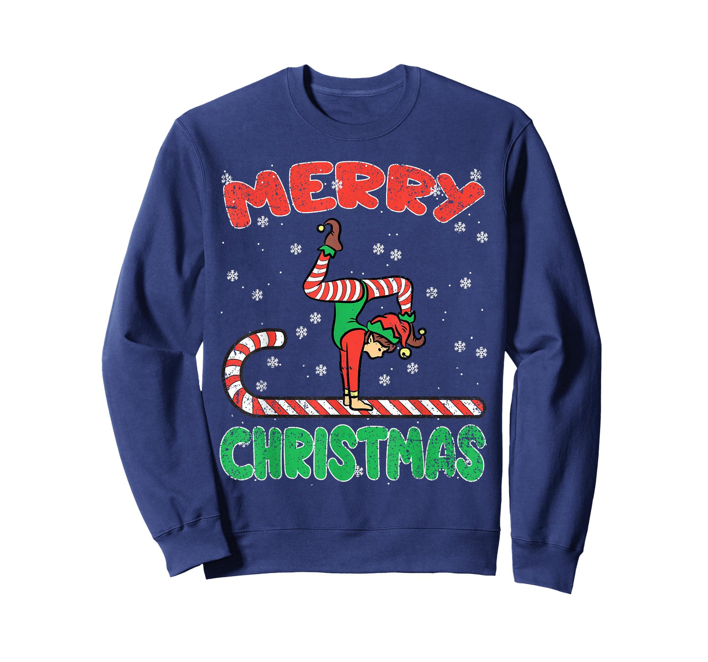 Gymnast Elf Christmas Pajama X-mas Candy Cane Snowflakes T-Shirt