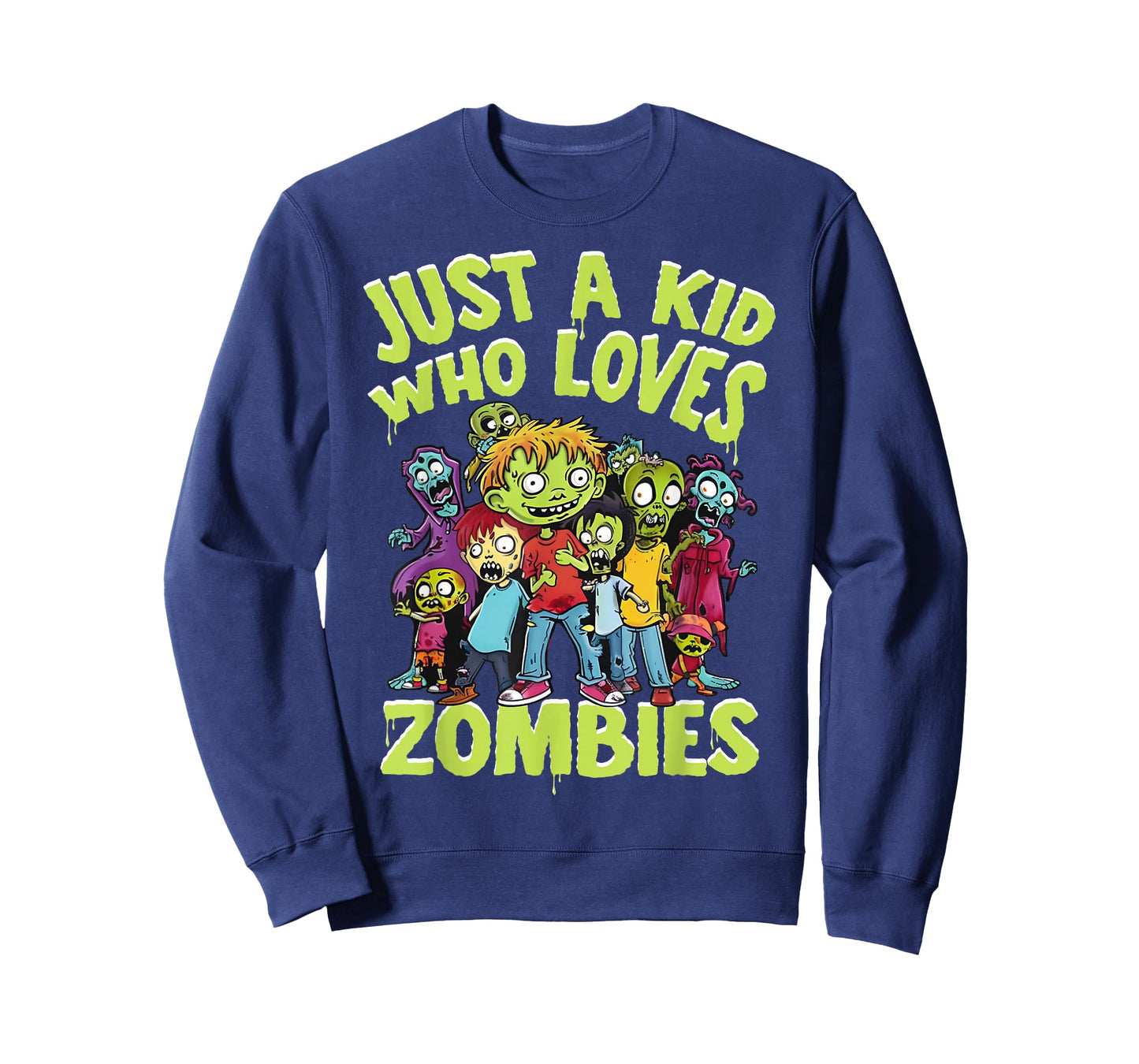 Halloween Zombie Funny Just A Kid Who Loves Zombies Kids T-Shirt
