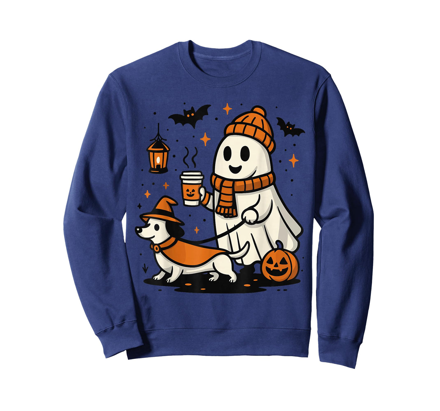 Cute Ghost Walking Dog Shirt, Halloween Dog Dad Ghost Coffee T-Shirt