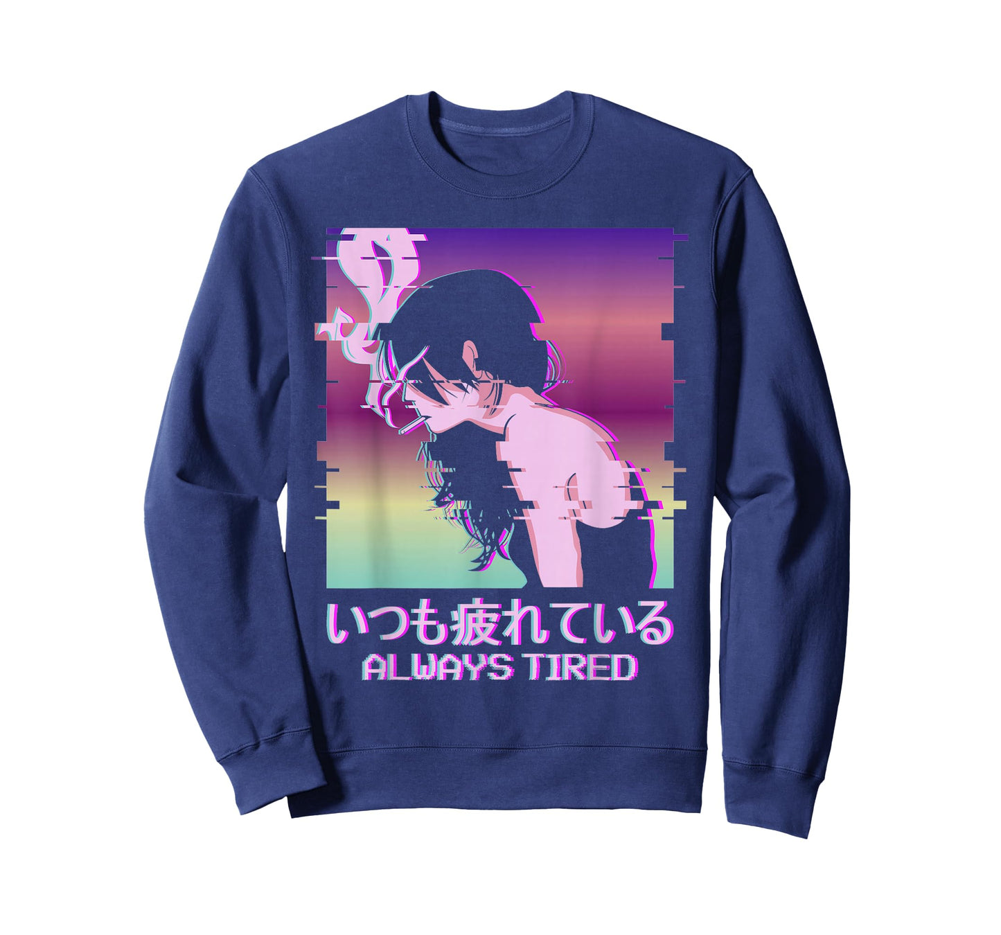 Always Tired Japan Vaporwave Old Indie Aesthetic Anime Girl T-Shirt