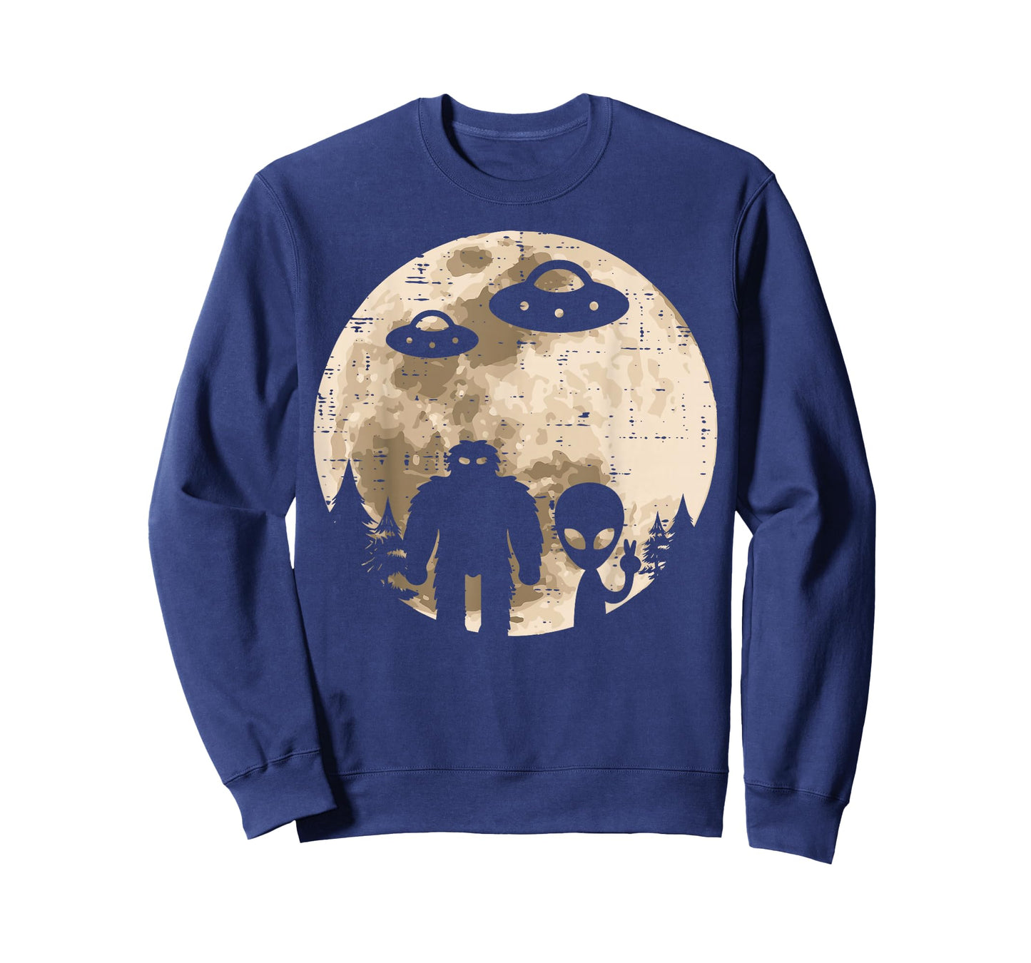 Alien UFO Bigfoot Moon Funny Sasquatch Yeti Men Women Kids T-Shirt