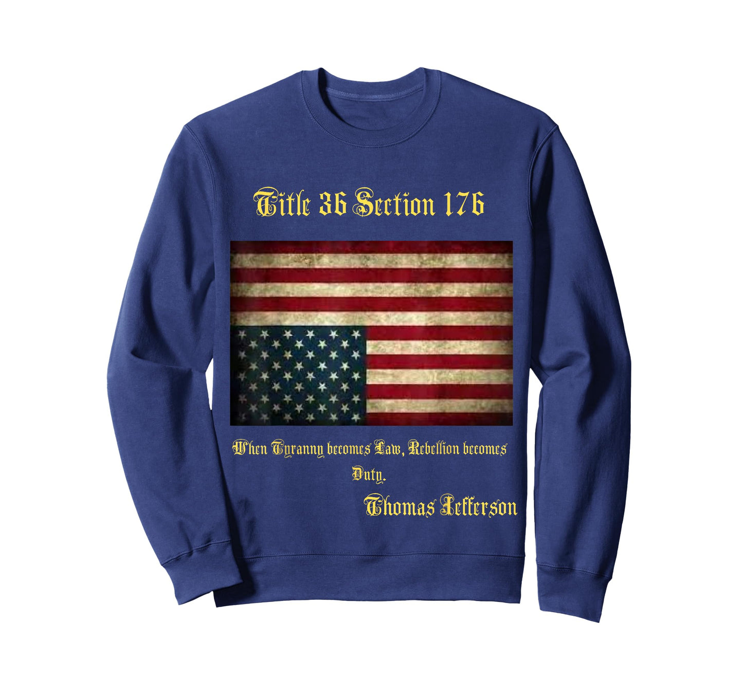 American Flag Distress Upside Down Thomas Jefferson Patriot T-Shirt Small
