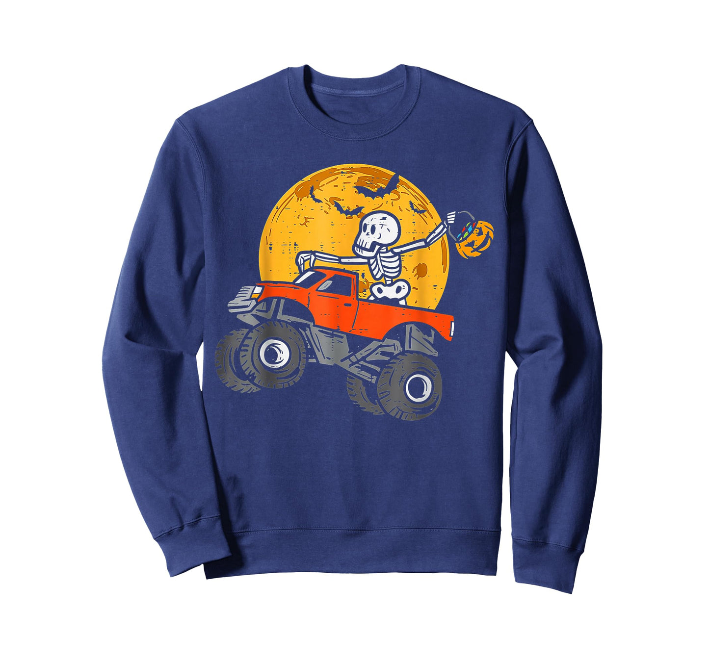 Skeleton Monster Truck Moon Candy Toddler Boys Halloween T-Shirt