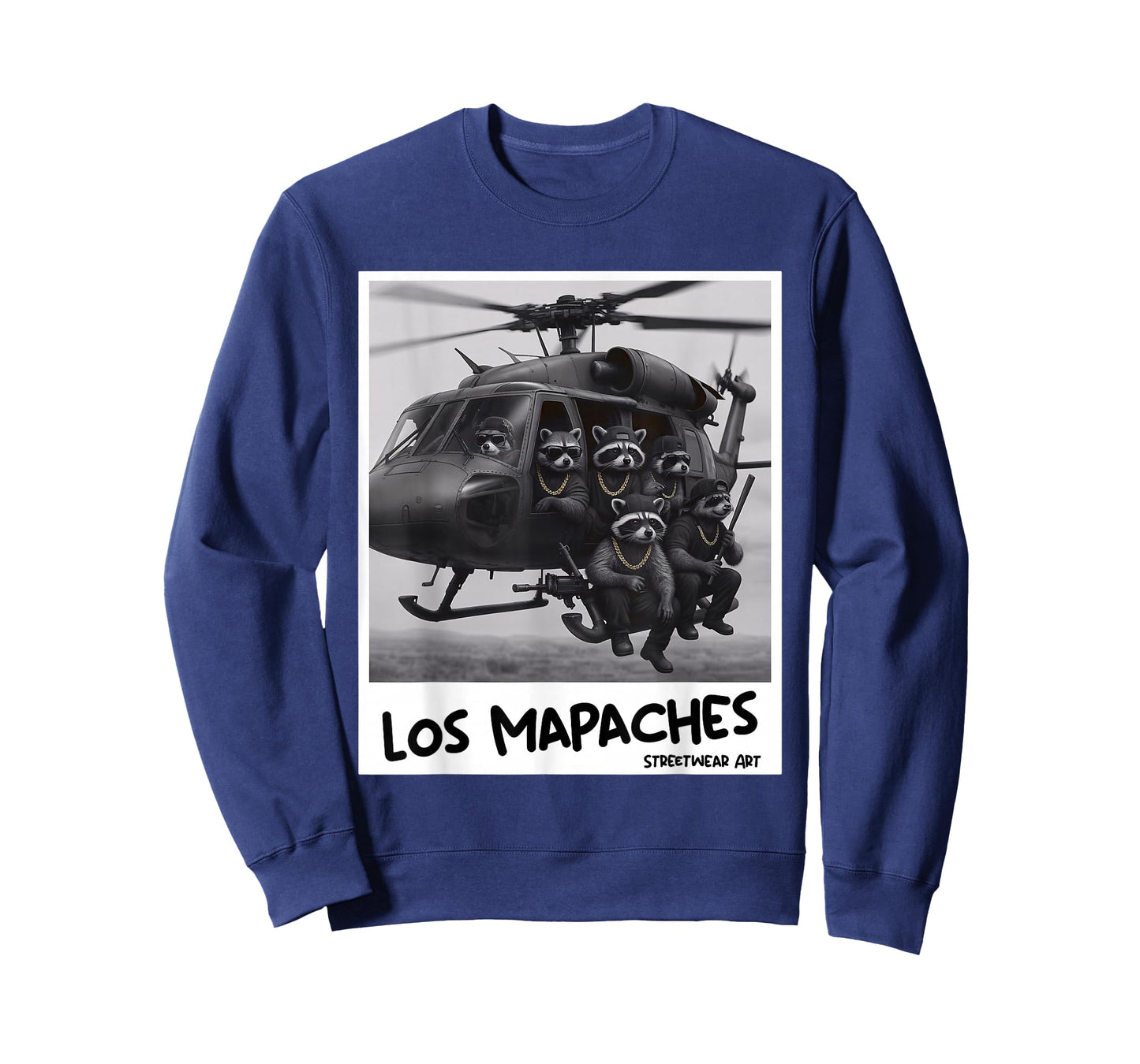 Los Mapaches – Helicopter Raccoon Gang Streetwear Art Meme T-Shirt