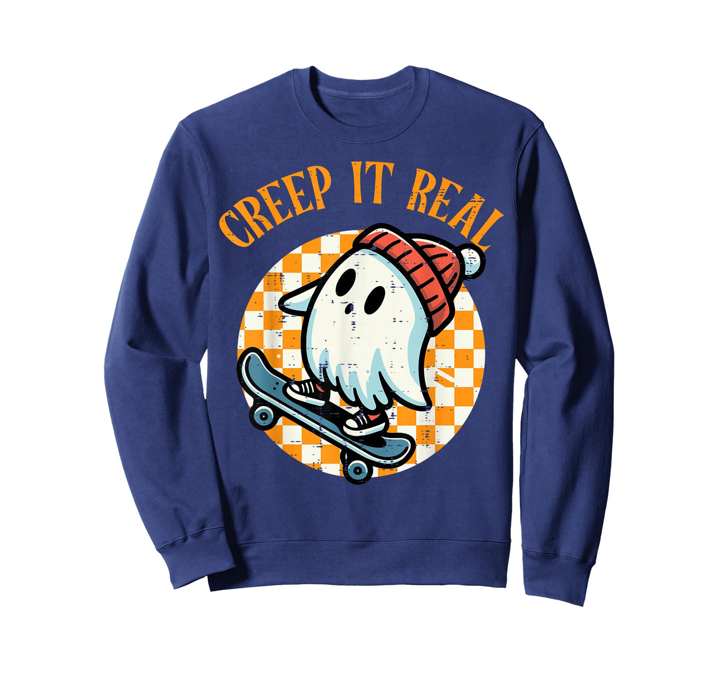 Creep It Real Skater Ghost Halloween Boys Kids Teen Youth T-Shirt