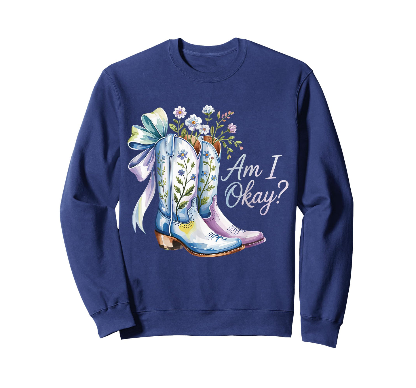 Am I Okay Boot Western Texas Cowgirl Coquette Bow Women Girl T-Shirt