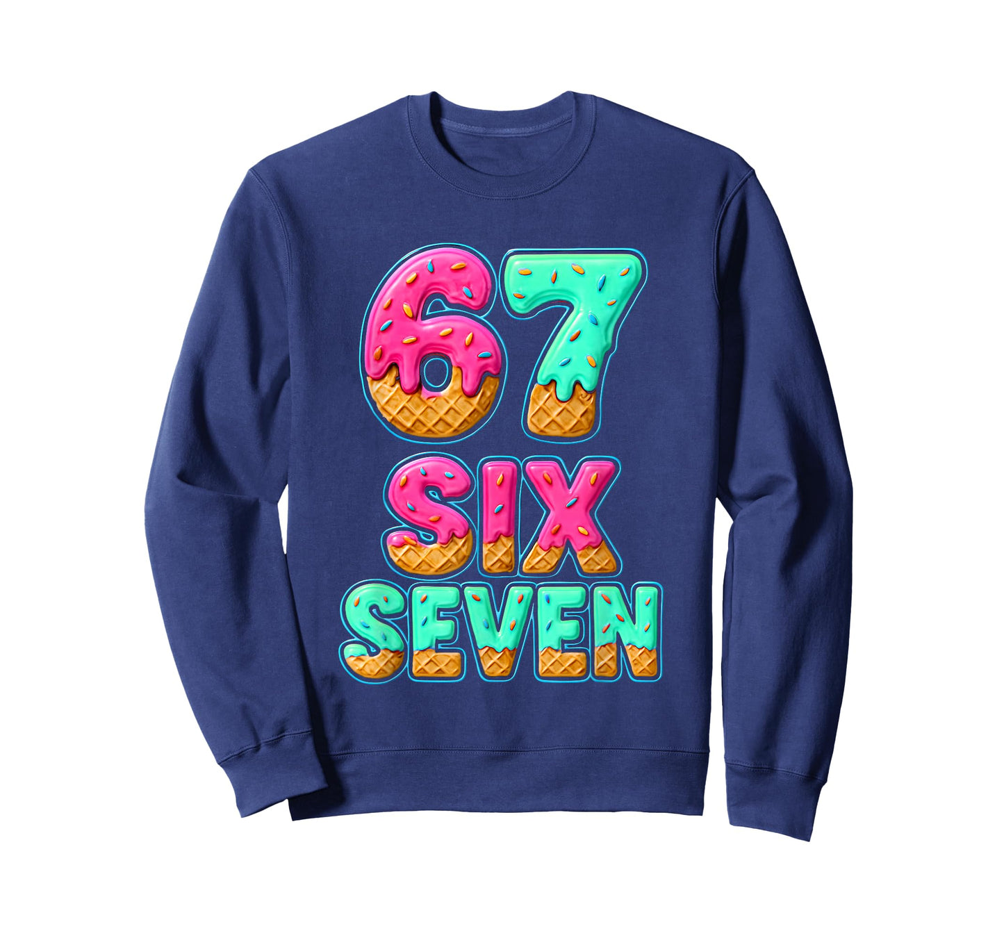 67 Ice Cream Drip Baseball Six Seven Funny 6-7 Meme Teen Boy T-Shirt