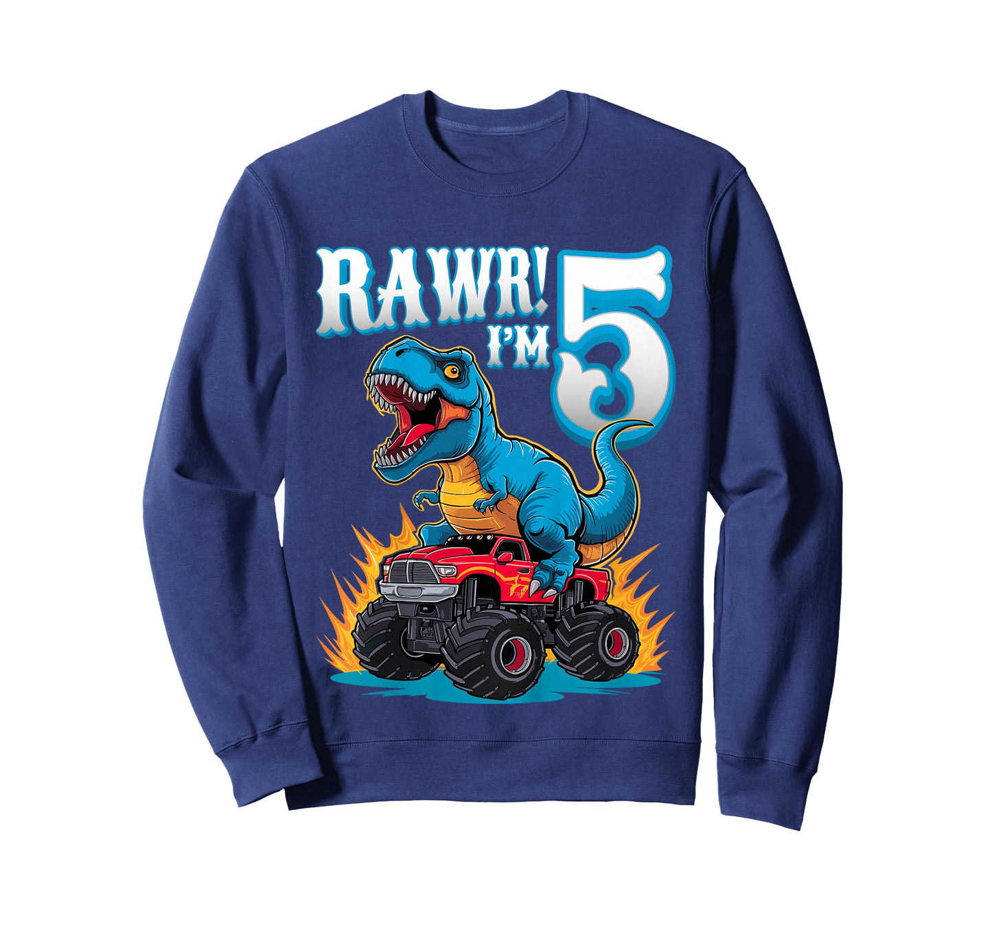 Rawr I'm 5 Year Old T-Rex Monster Truck 5th Birthday Party T-Shirt